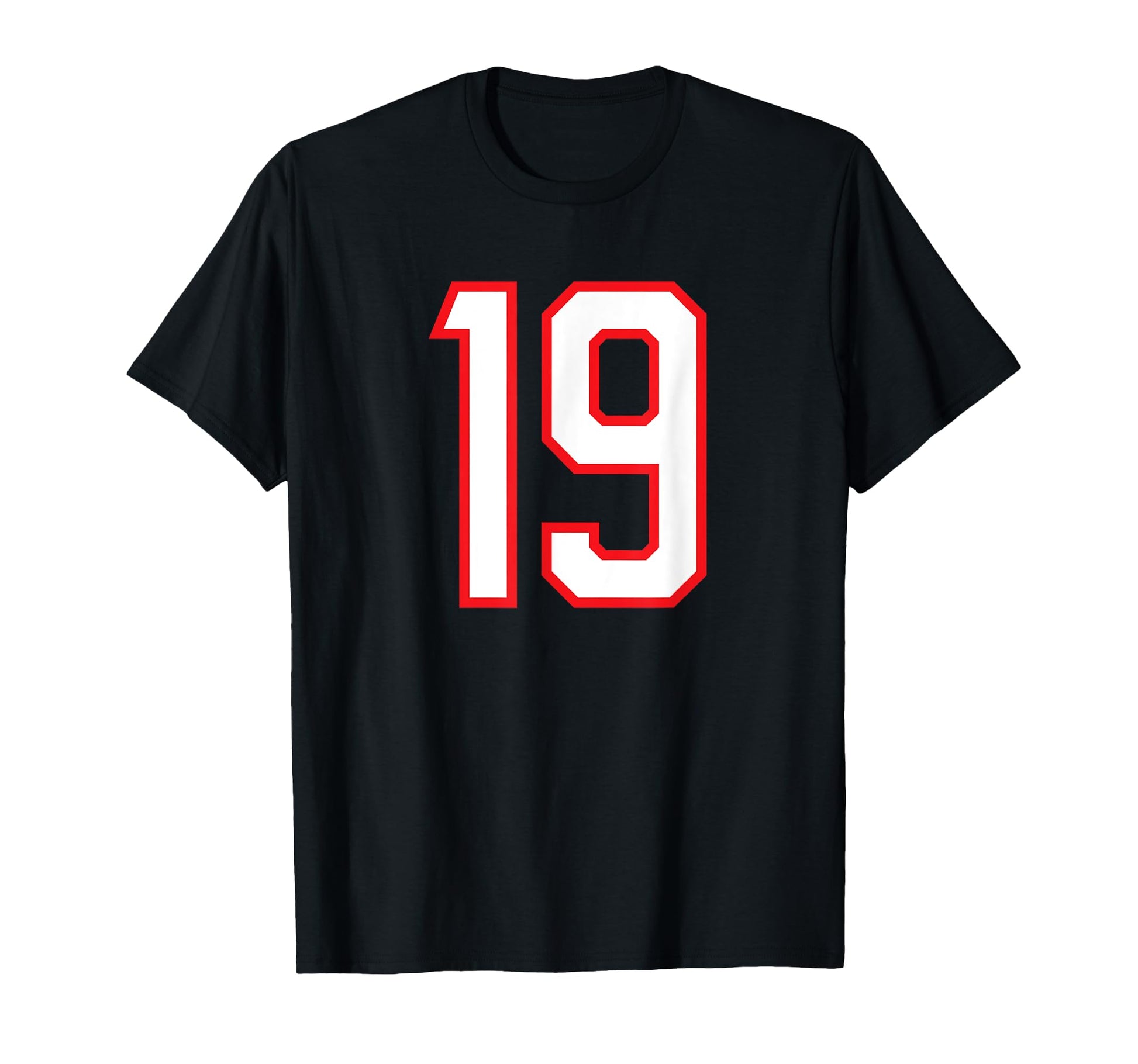 Number 19 White Red Sports Team T-Shirt - Minimalist Print for Adults - T-Shirt, Sweatshirt, Hoodie