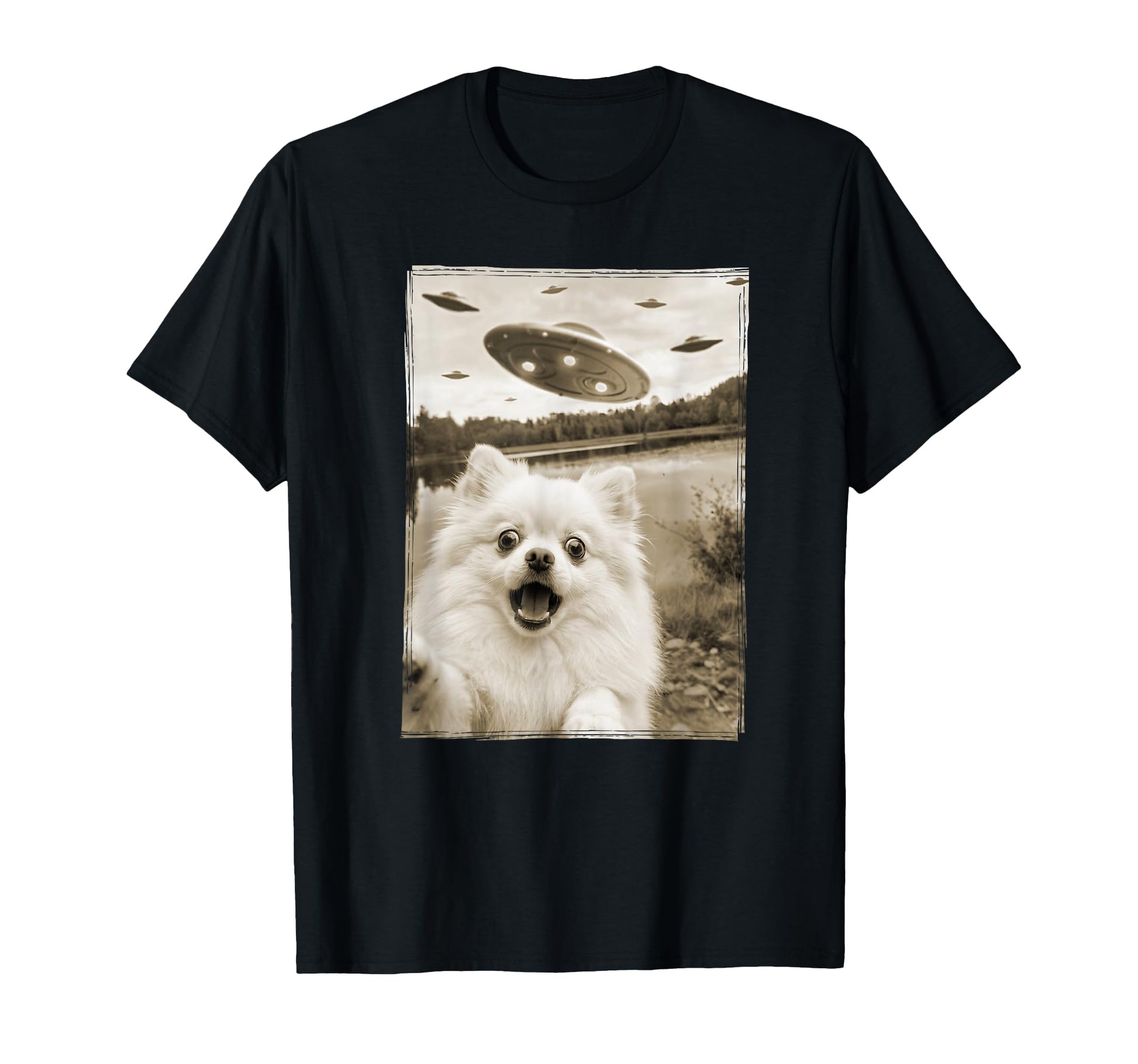 Pom Flying Saucer Funny Ufo And T-Shirt - Casual Everyday Wear Unisex - T-Shirt, Sweatshirt, Hoodie