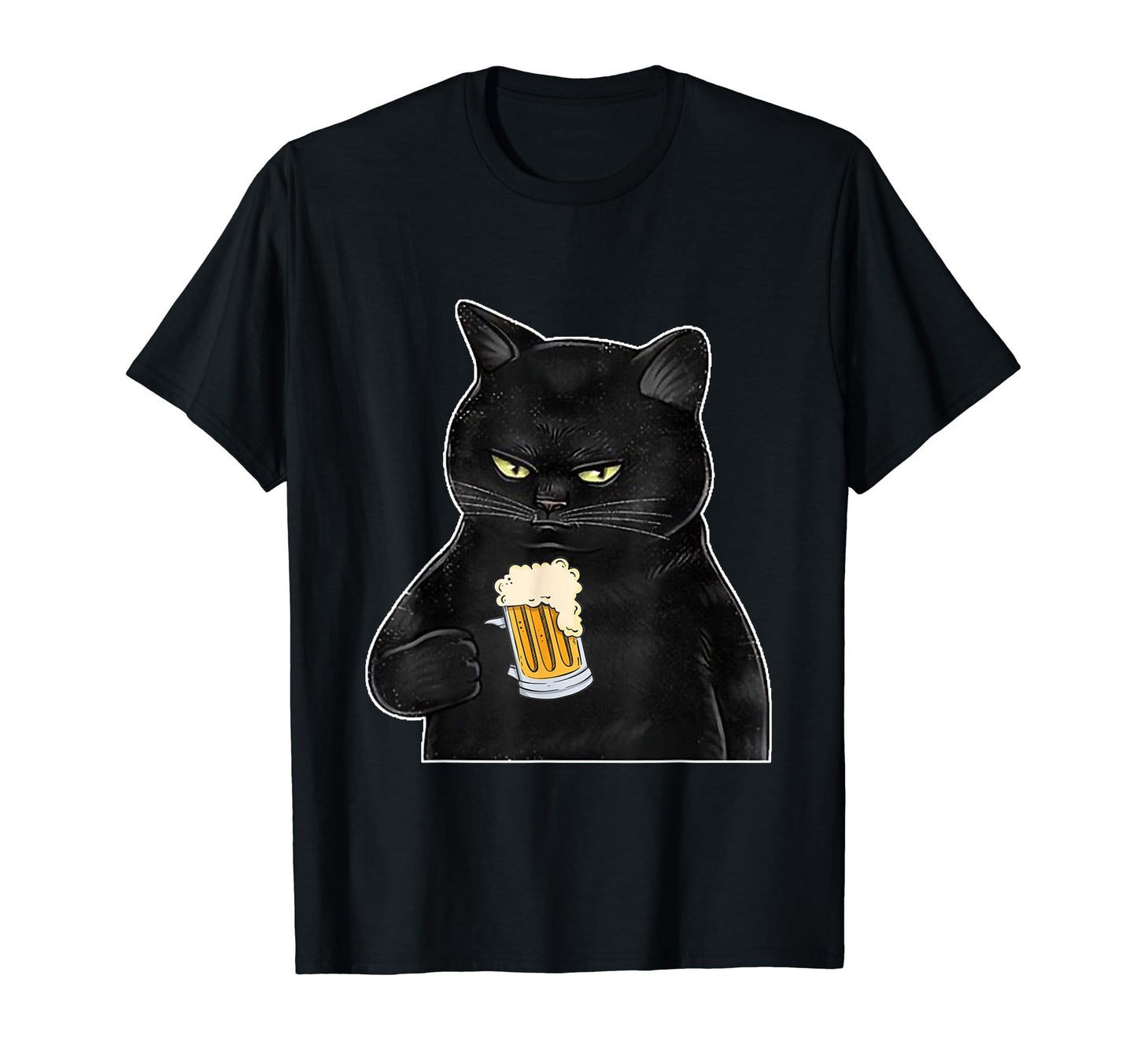 Black Cat Holding Beer Funny Beer Cat T-Shirt - Trendy Graphic Unisex - T-Shirt, Sweatshirt, Hoodie