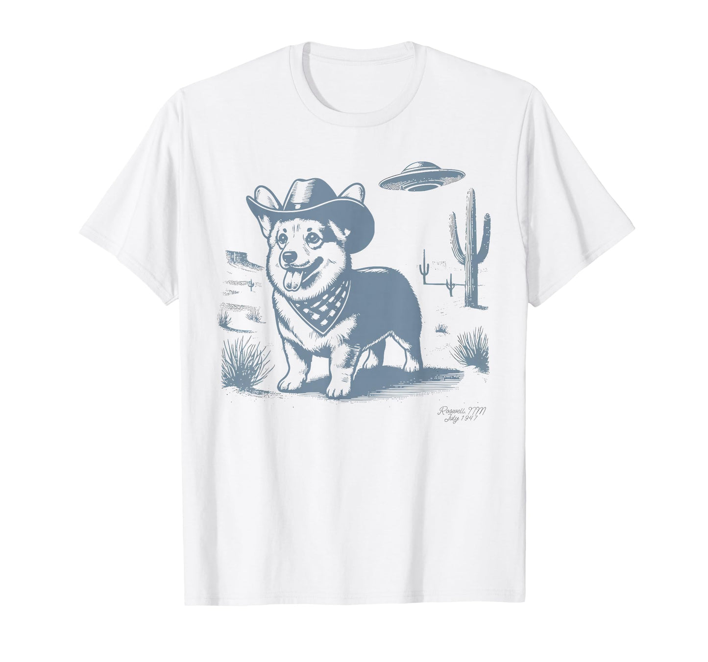 Funny 90S Western Cowboy Corgi Ufo T-Shirt - Trendy Graphic Unisex - T-Shirt, Sweatshirt, Hoodie