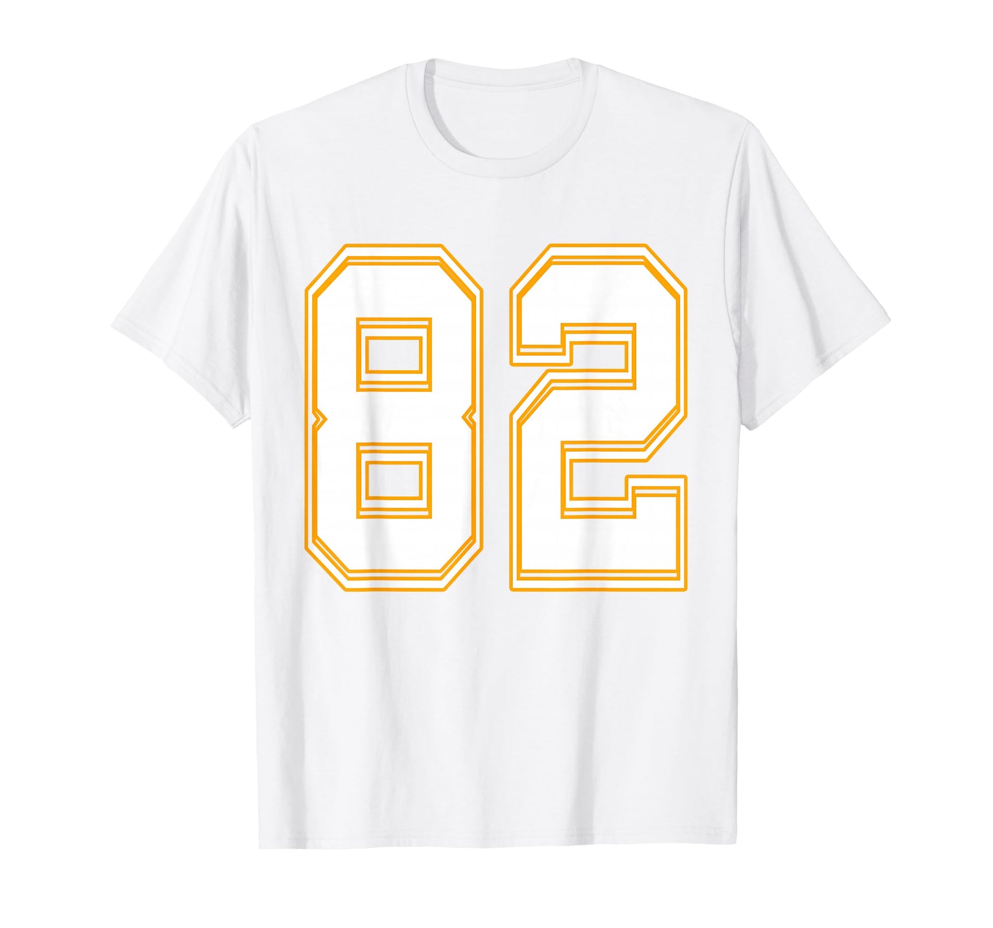 Number 82 Red Yellow White T-Shirt - Fun Novelty Design for Adults - T-Shirt, Sweatshirt, Hoodie