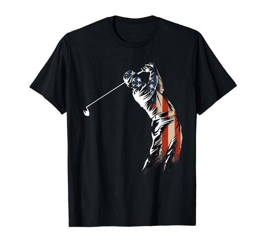 American Flag Golf Golfer Funny T-Shirt - Custom Art Print Men Women - T-Shirt, Sweatshirt, Hoodie