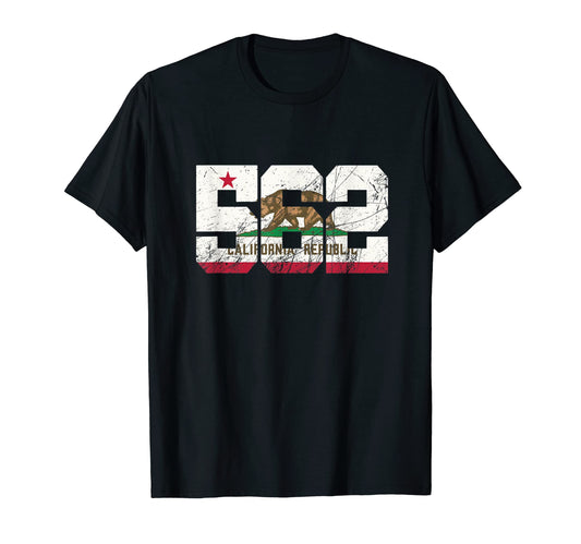 562 Area Code Flag California State T-Shirt - Unique Graphic for Adults - T-Shirt, Sweatshirt, Hoodie