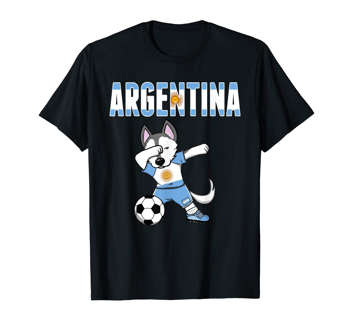 Dabbing Husky Argentina Soccer Fan T-Shirt - Minimalist Print Unisex - T-Shirt, Sweatshirt, Hoodie