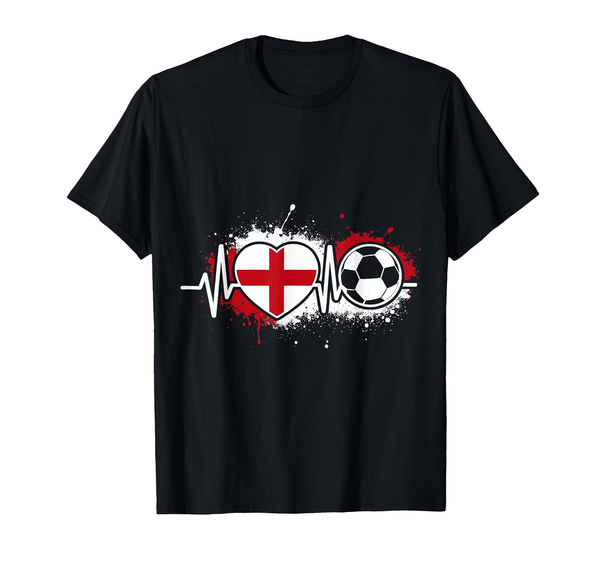 Heartbeat England Soccer Flag Supporter T-Shirt - Fun Novelty Design Unisex - T-Shirt, Sweatshirt, Hoodie
