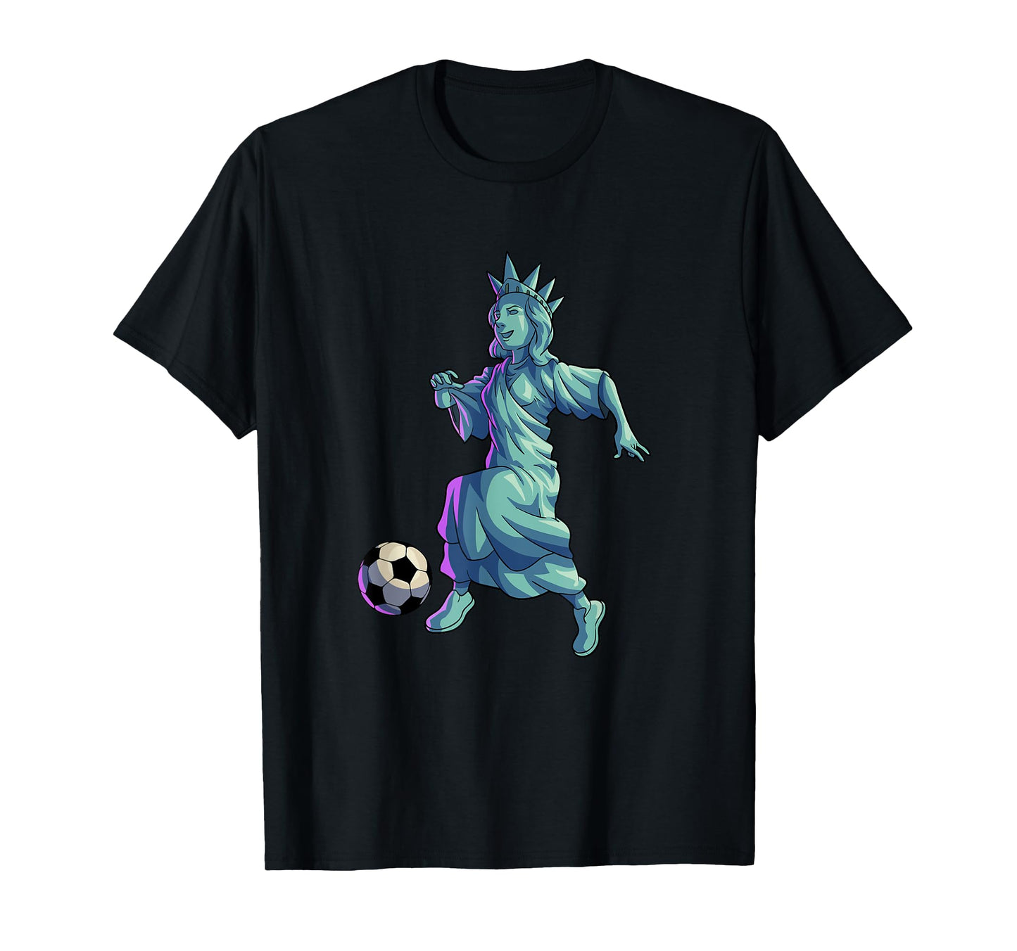 Soccer Statue Liberty 4Th July Soccer T-Shirt - Custom Art Print Unisex - T-Shirt, Sweatshirt, Hoodie