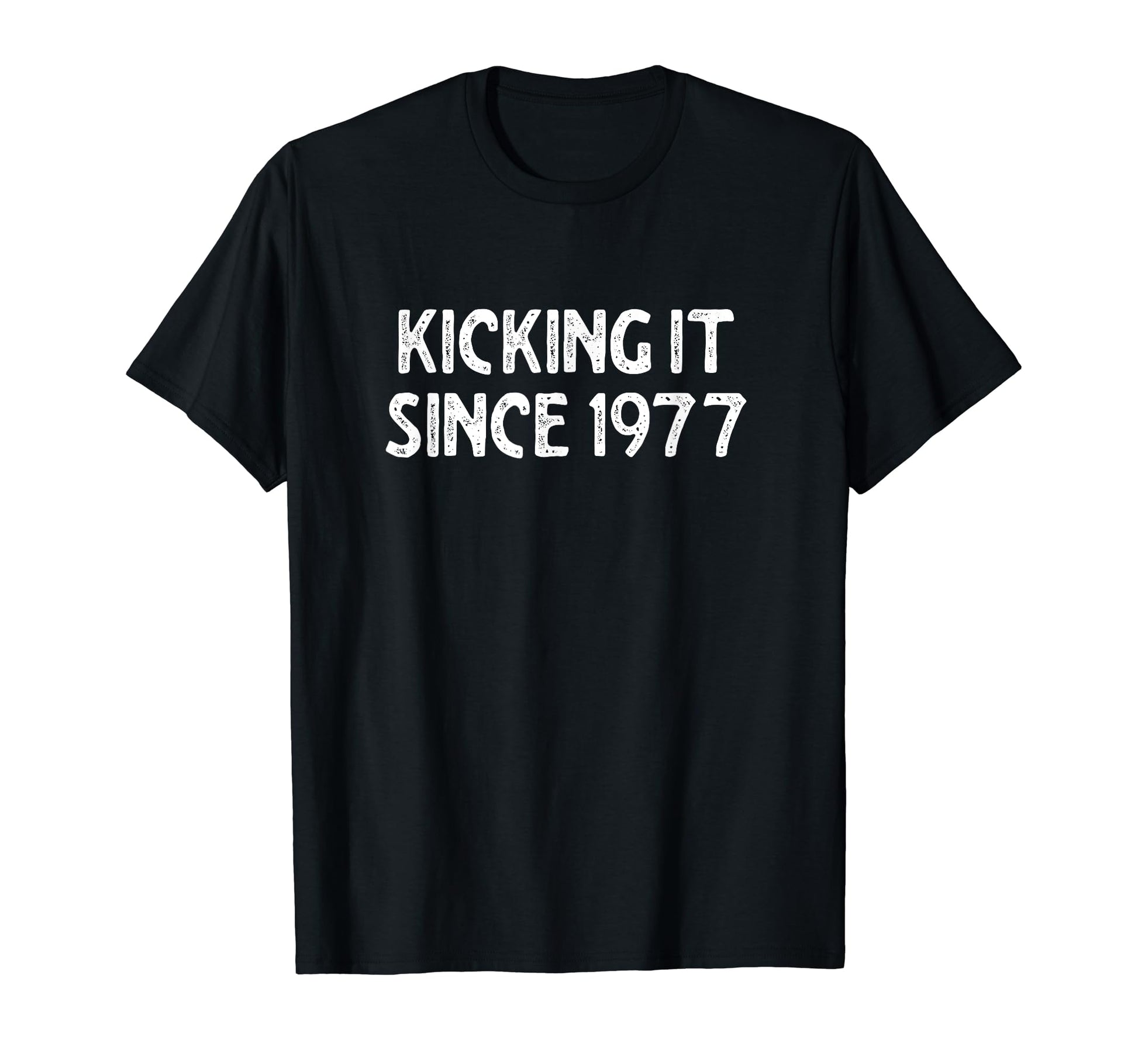 Kicking It Since 1977 Funny Soccer T-Shirt - Minimalist Print Men Women - T-Shirt, Sweatshirt, Hoodie