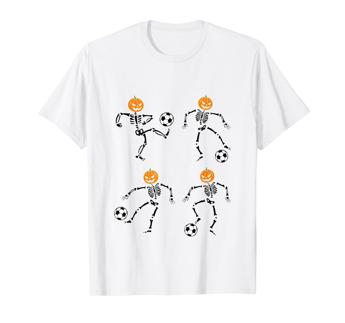 Pumpkin Skeleton Squad Soccer Player T-Shirt - Custom Art Print Men Women - T-Shirt, Sweatshirt, Hoodie