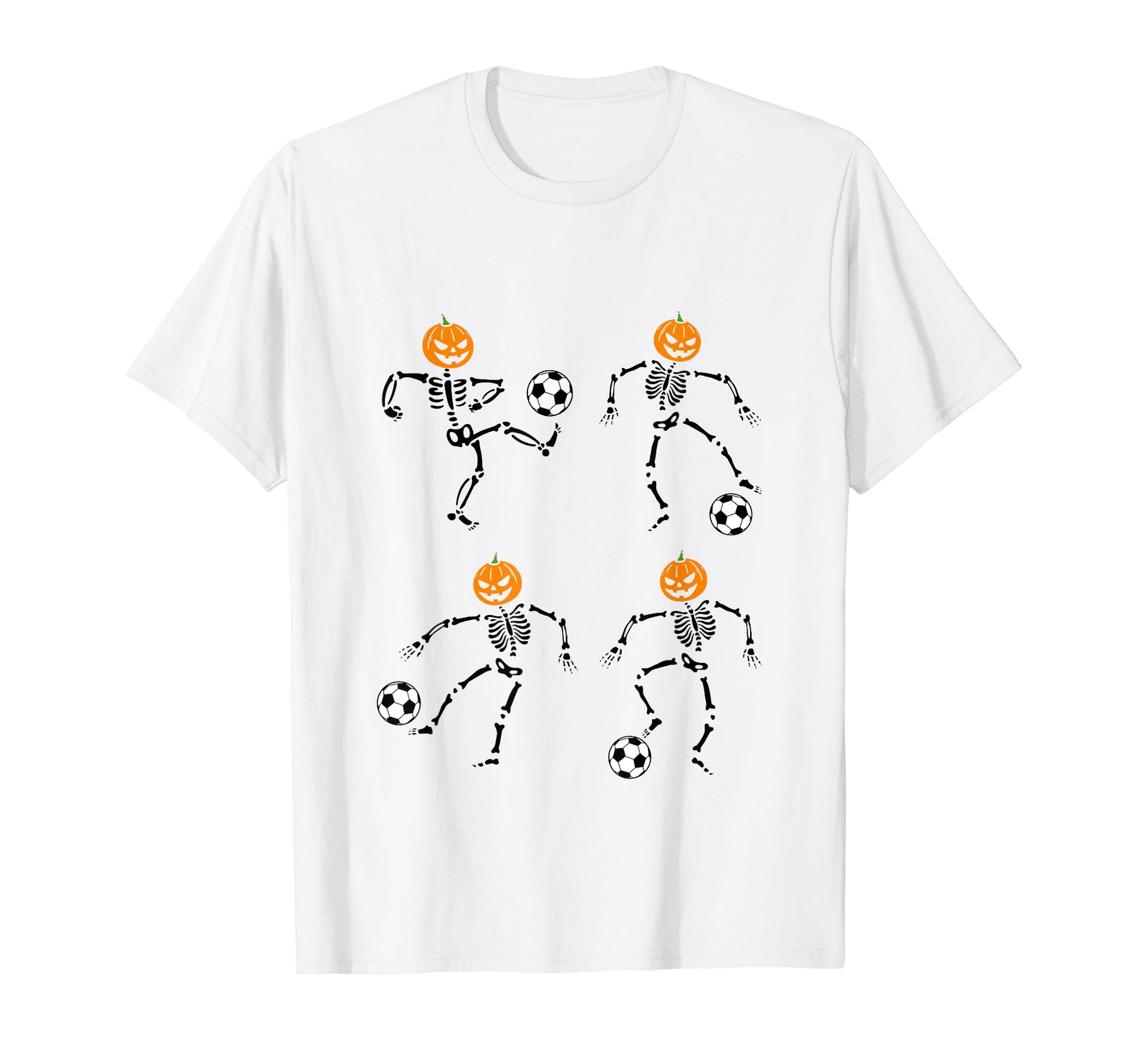 Pumpkin Skeleton Squad Soccer Player T-Shirt - Custom Art Print Men Women - T-Shirt, Sweatshirt, Hoodie