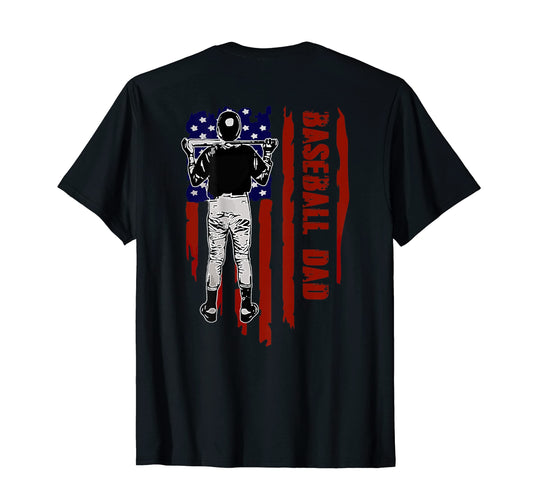 Baseball Dad Player American Flag T-Shirt - Novelty Apparel Men Women - T-Shirt, Sweatshirt, Hoodie