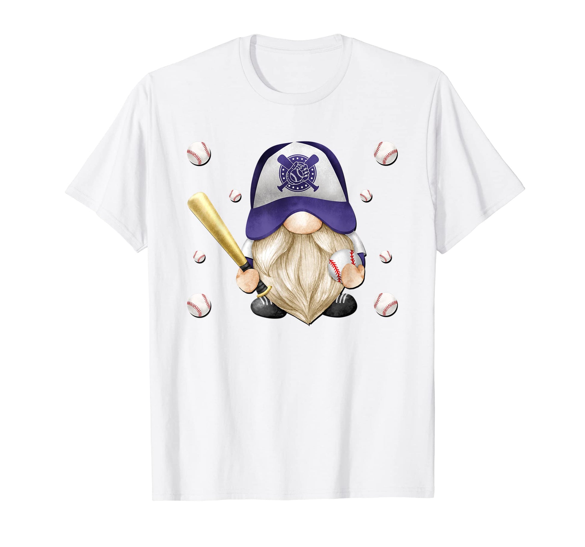 Purple Baseball Dad Gnome Just Who T-Shirt - Fun Novelty Design for Adults - T-Shirt, Sweatshirt, Hoodie