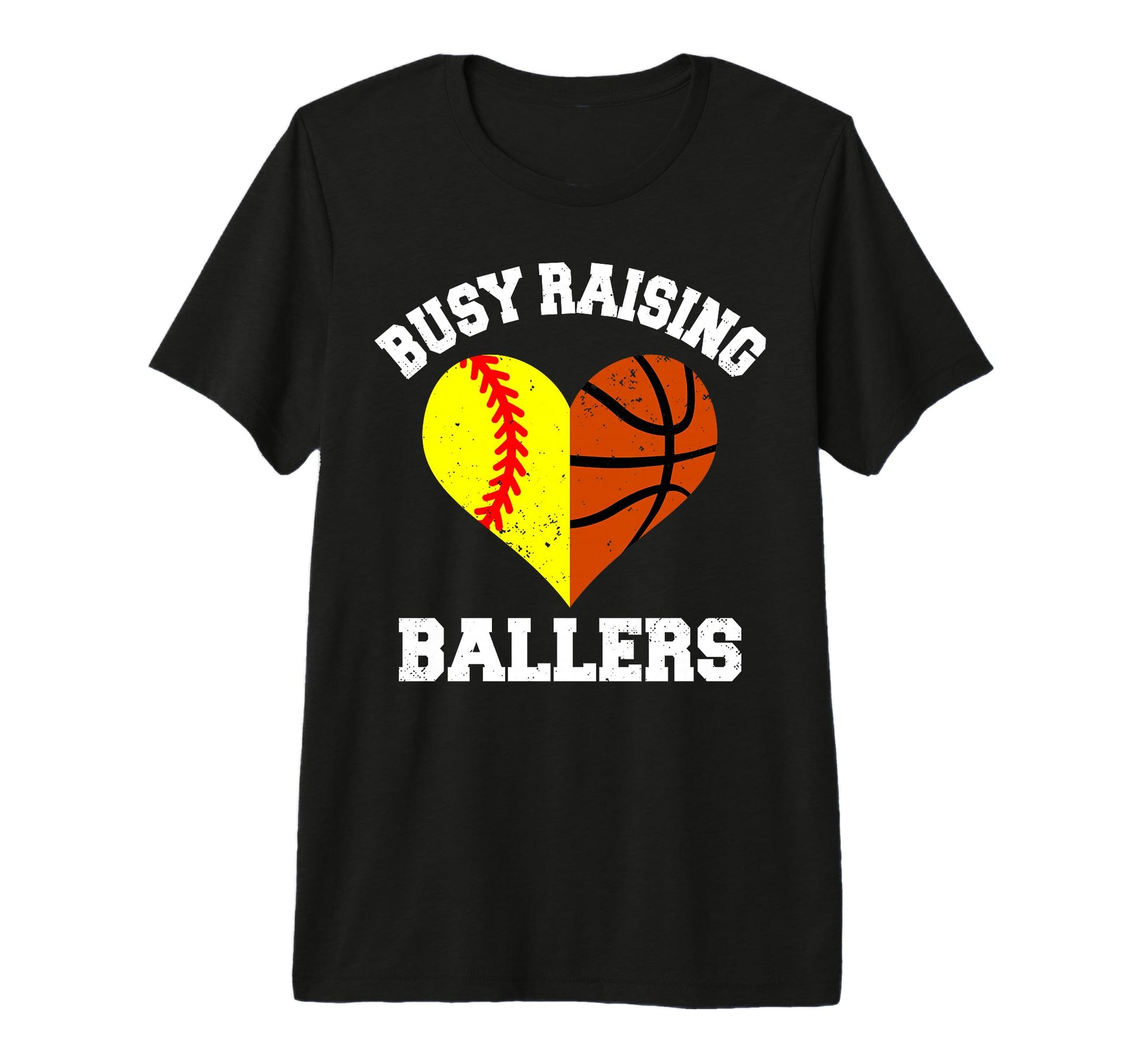 Busy Raising Ballers Softball Basketball T-Shirt - Custom Art Print Unisex - T-Shirt, Sweatshirt, Hoodie
