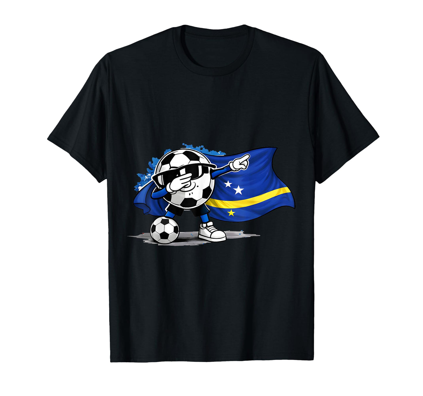 Curacao Flag Dabbing Ball Soccer T-Shirt - Casual Everyday Wear Unisex - T-Shirt, Sweatshirt, Hoodie