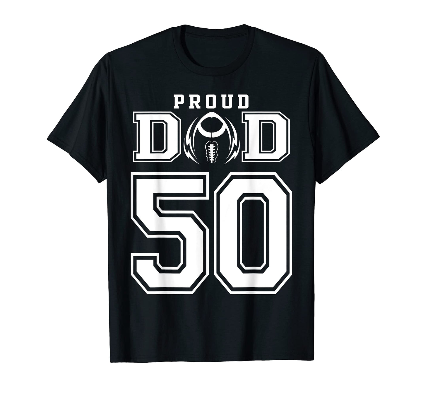 Custom Proud Football Dad Number 50 T-Shirt - Minimalist Print Men Women - T-Shirt, Sweatshirt, Hoodie