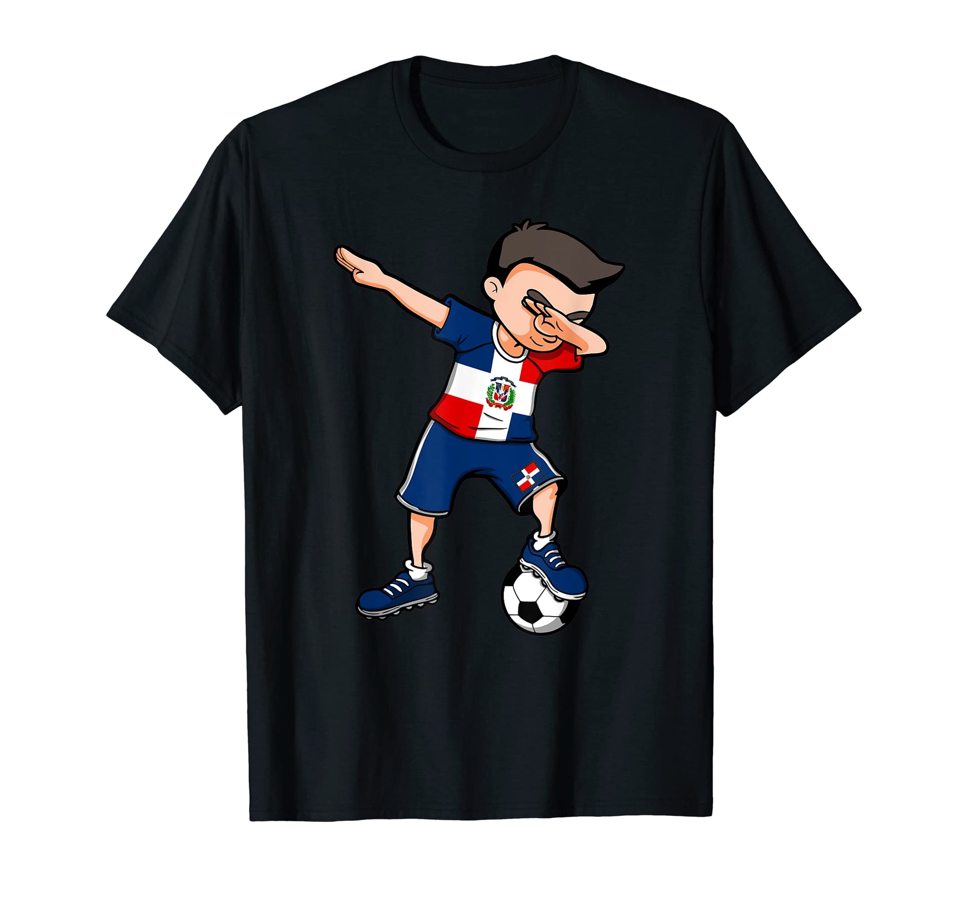 Dabbing Soccer Dominican Republic T-Shirt - Novelty Apparel for Adults - T-Shirt, Sweatshirt, Hoodie