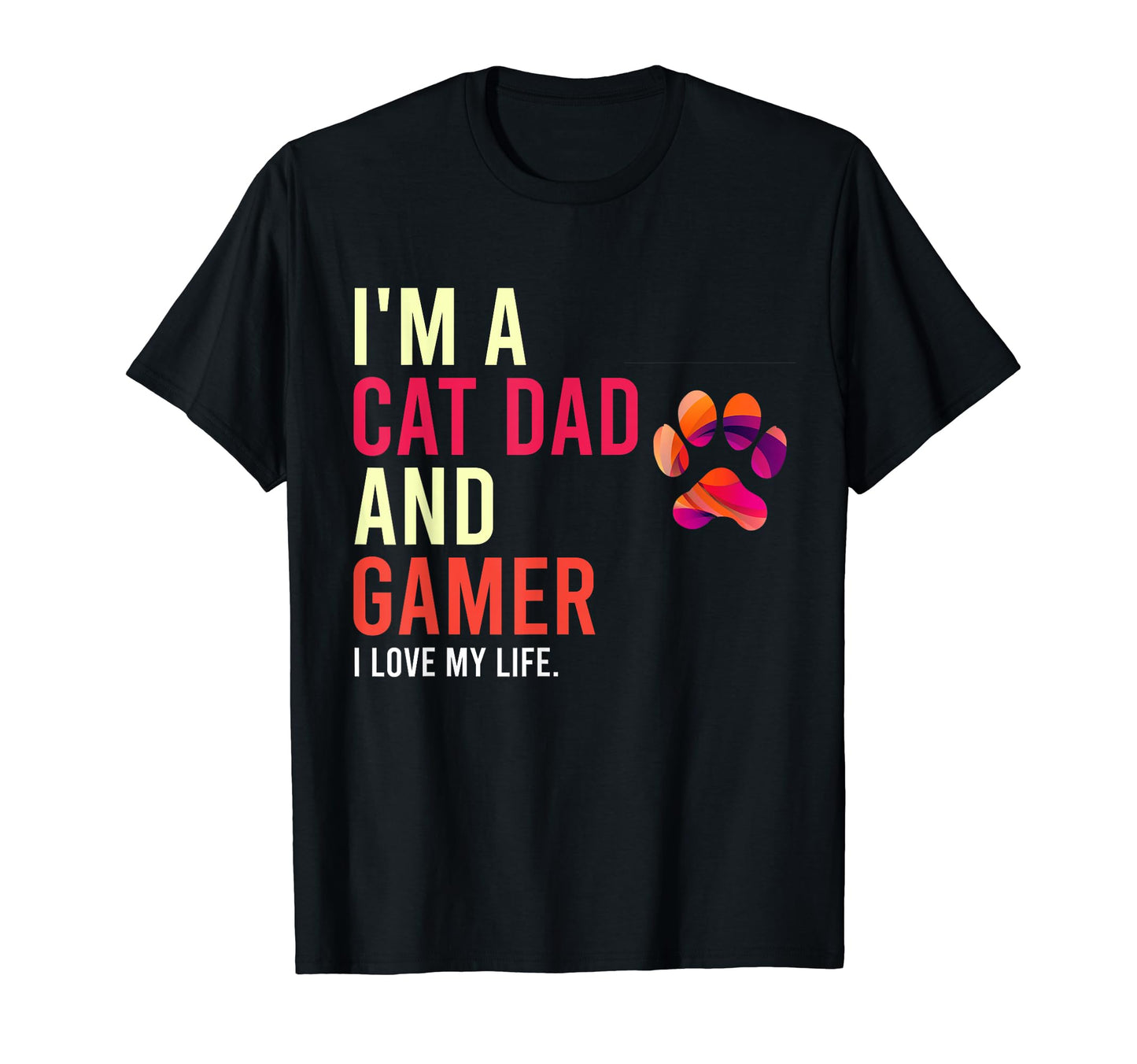 Cat Dad Gamer Funny Gamer Dad Fathers T-Shirt - Unique Graphic for Adults - T-Shirt, Sweatshirt, Hoodie