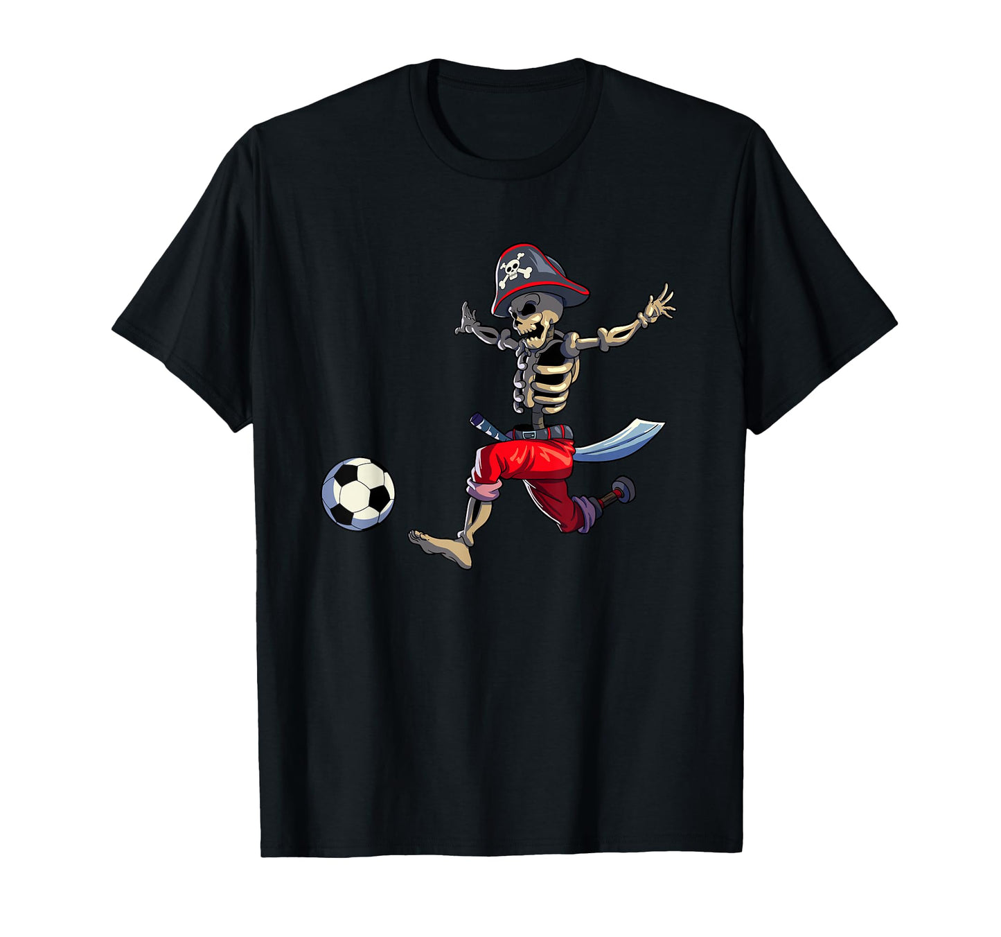Soccer Skeleton Halloween Soccer Pirate T-Shirt - Minimalist Print Unisex - T-Shirt, Sweatshirt, Hoodie