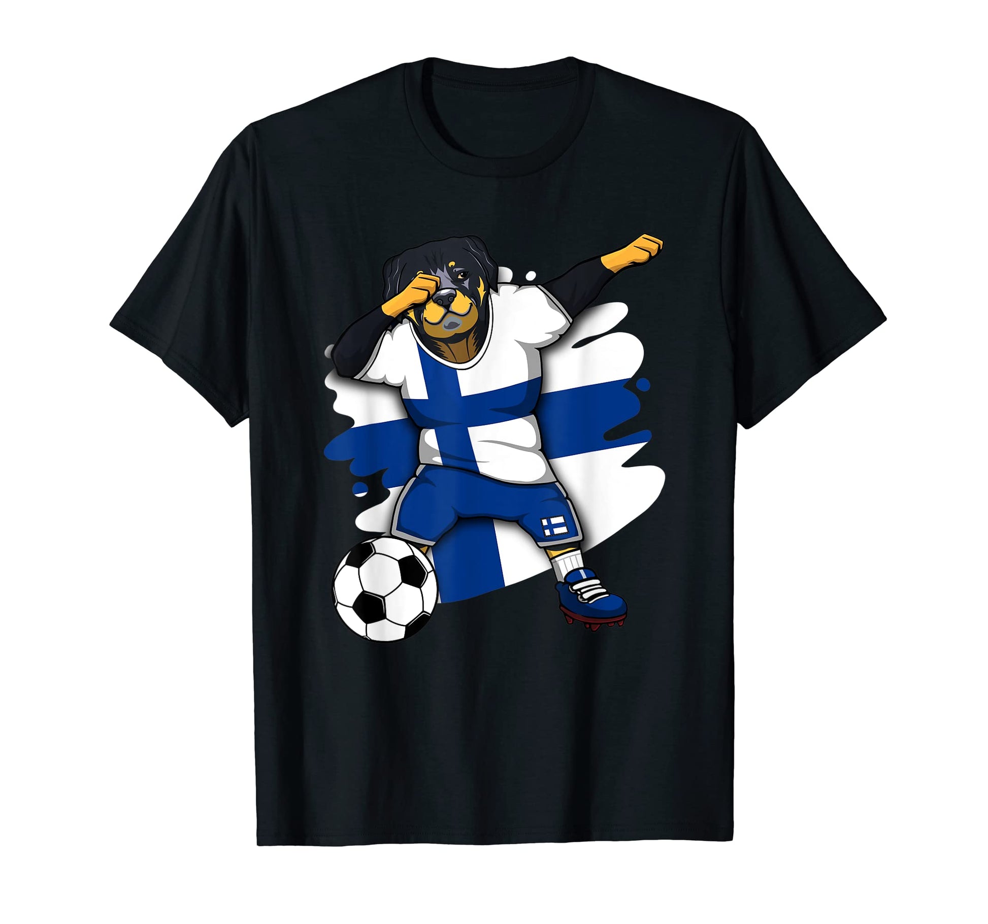 Dabbing Rottweiler Finland Soccer T-Shirt - Minimalist Print Men Women - T-Shirt, Sweatshirt, Hoodie