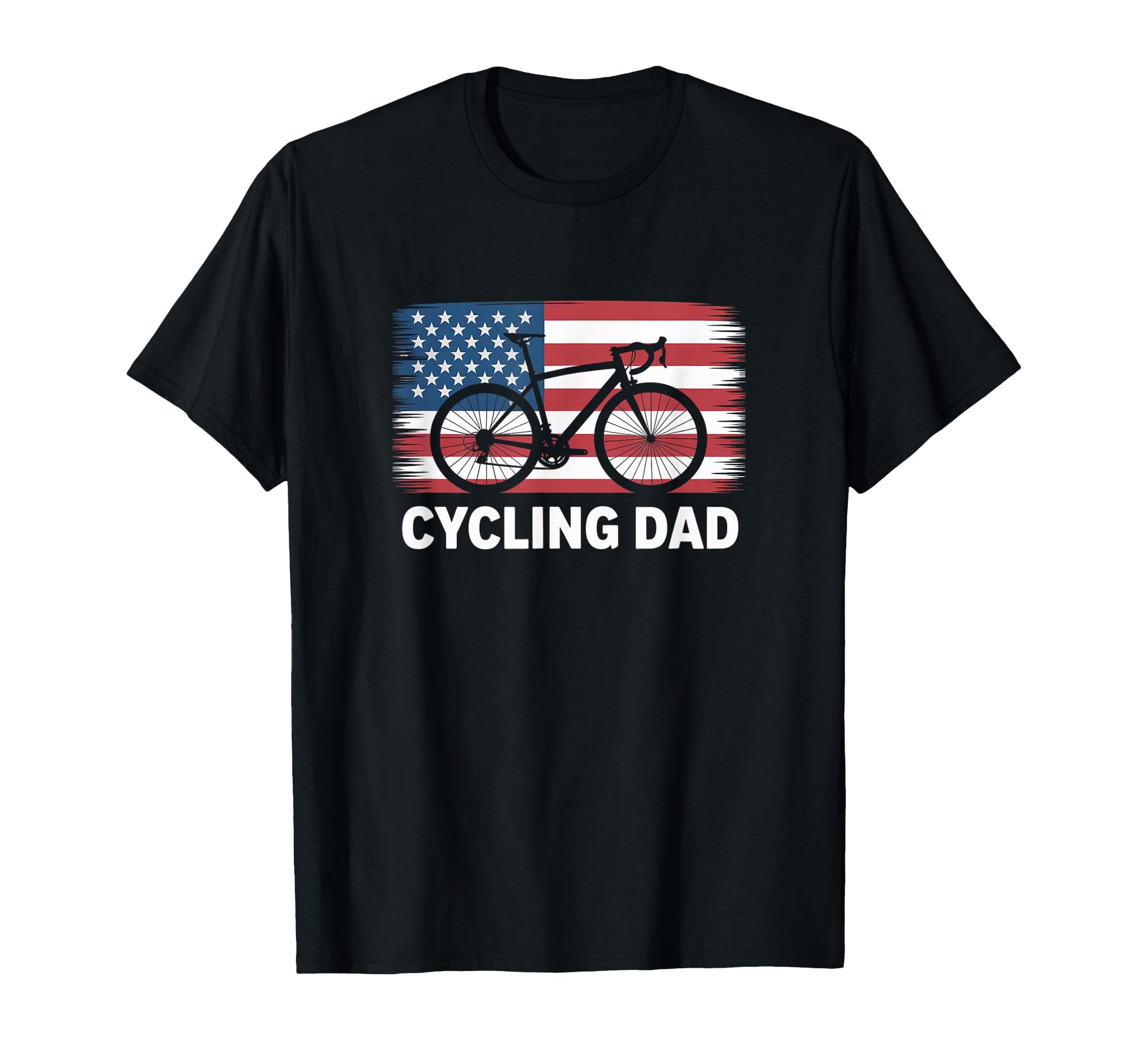 Cycling Dad American Flag Road Bike T-Shirt - Custom Art Print Unisex - T-Shirt, Sweatshirt, Hoodie