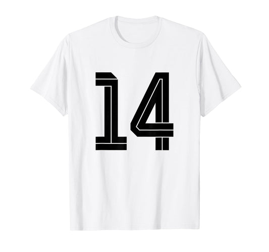 14 White Number 14 Sports Fan Soccer T-Shirt - Minimalist Print Unisex - T-Shirt, Sweatshirt, Hoodie