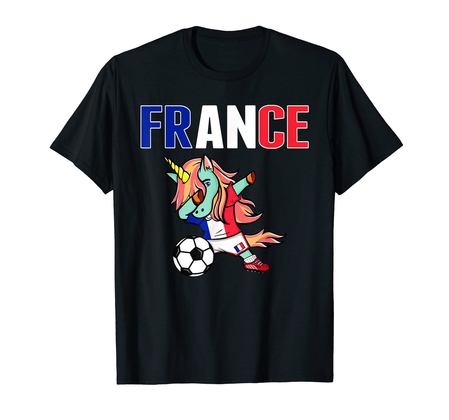 Dabbing Green Unicorn France Soccer T-Shirt - Fun Novelty Design Men Women - T-Shirt, Sweatshirt, Hoodie