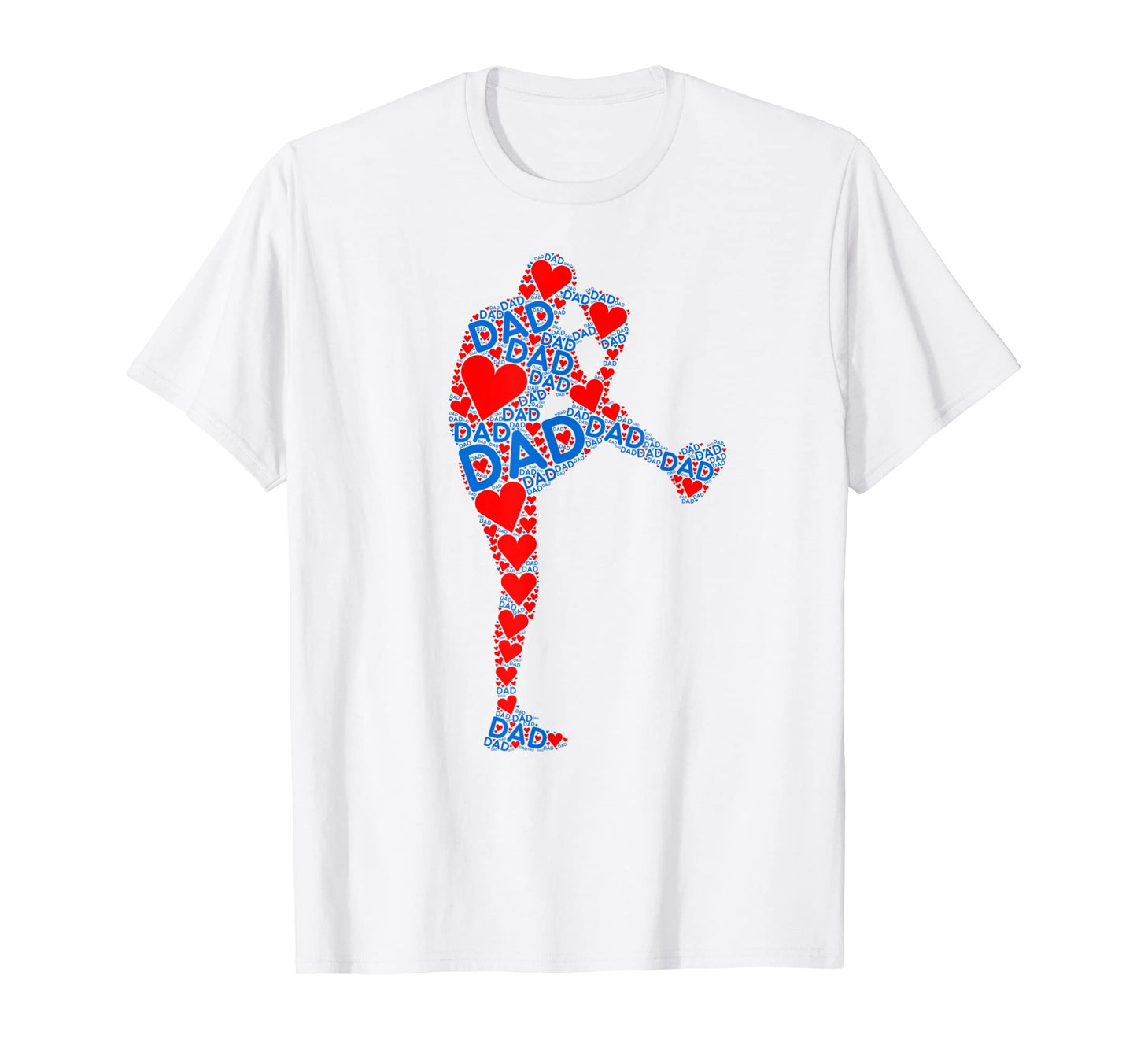Red Heart Love Blue Dad Baseball Pitcher T-Shirt - Trendy Graphic Unisex - T-Shirt, Sweatshirt, Hoodie