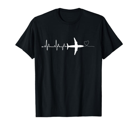 Airplane Pilot Heartbeat Student Pilot T-Shirt - Custom Art Print Unisex - T-Shirt, Sweatshirt, Hoodie
