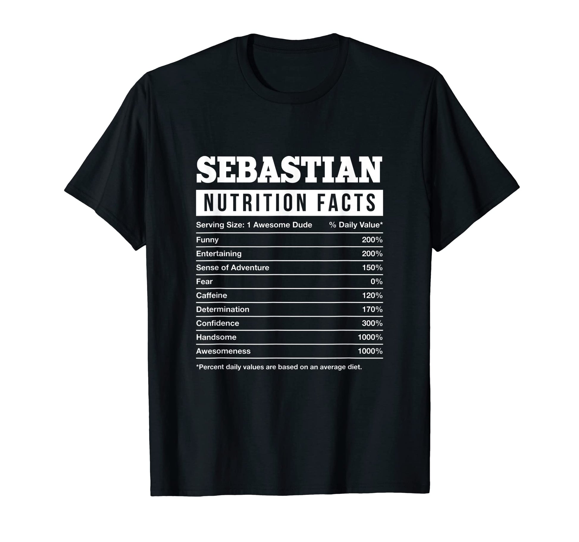 Sebastian Nutrition Facts Funny Name T-Shirt - Unique Graphic for Adults - T-Shirt, Sweatshirt, Hoodie