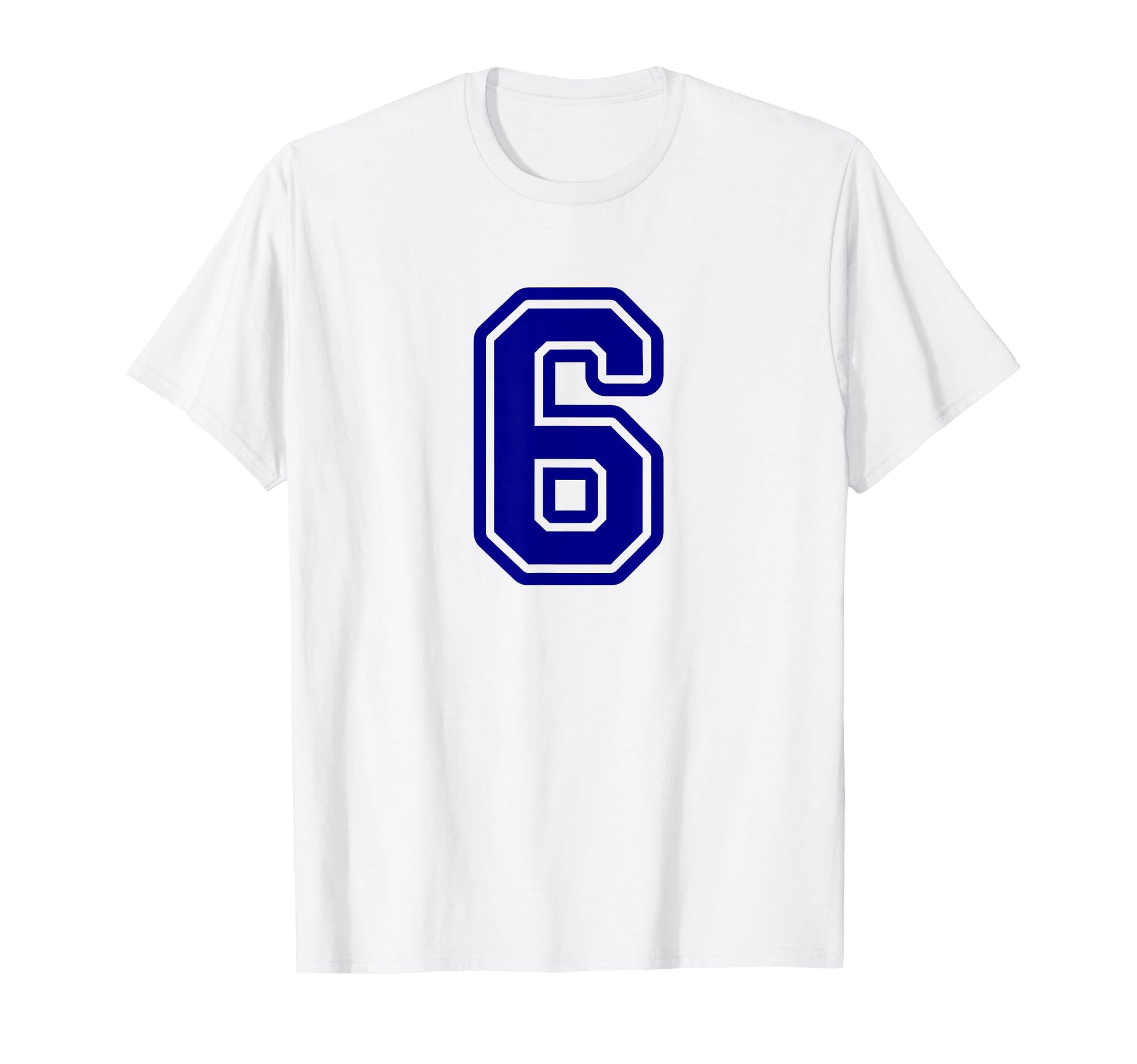 Blue Sports Team Number 6 T-Shirt - Unique Graphic for Adults - T-Shirt, Sweatshirt, Hoodie