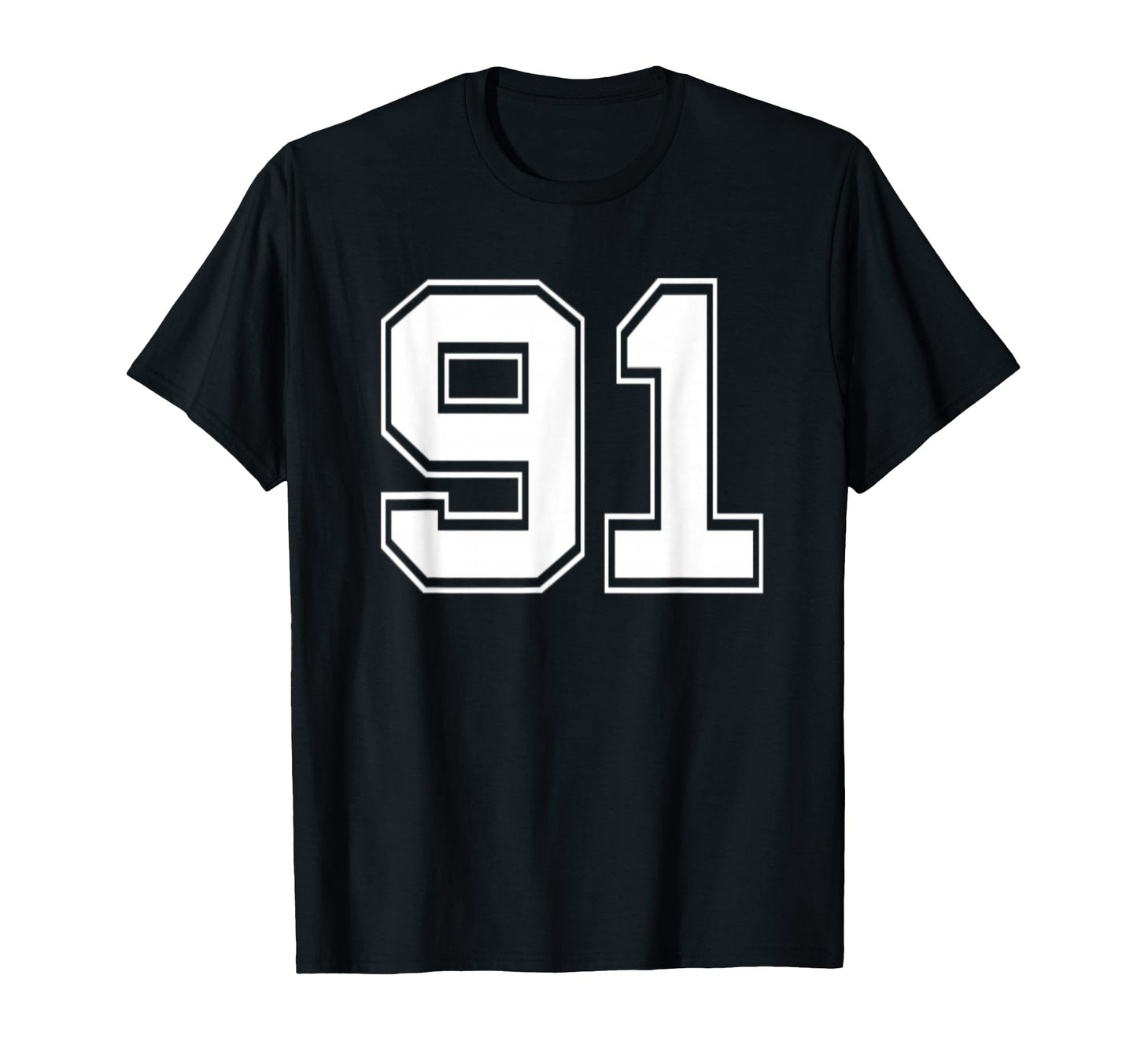 Number 91 Baseball Football Soccer T-Shirt - Fun Novelty Design Unisex - T-Shirt, Sweatshirt, Hoodie