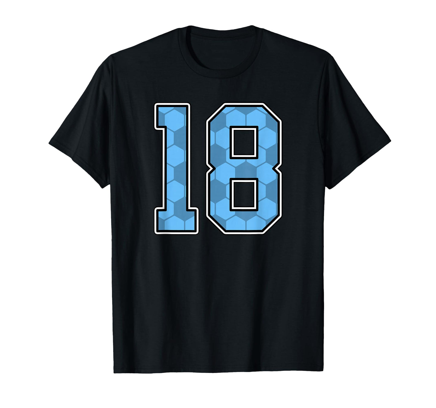 Blue Soccer Pattern Number 18 Jersey T-Shirt - Novelty Apparel for Adults - T-Shirt, Sweatshirt, Hoodie