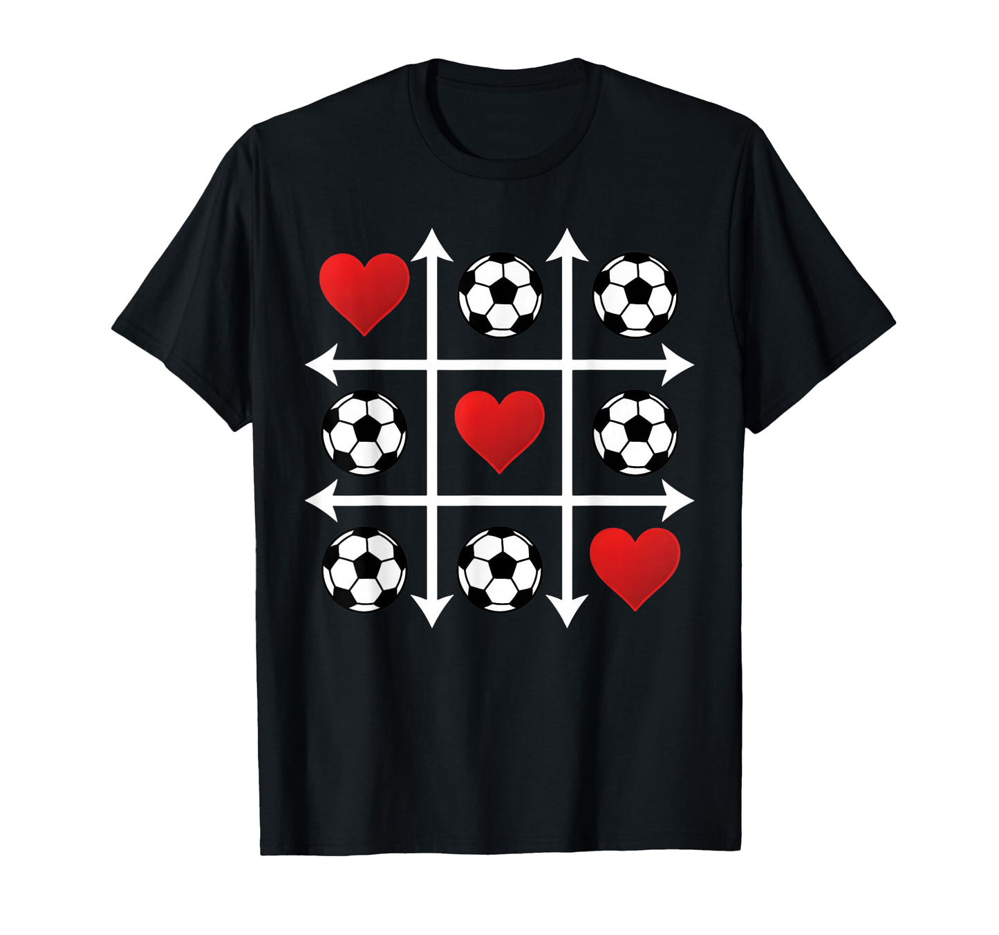 Soccer Valentine Heart Tic Tac Toe T-Shirt - Minimalist Print Men Women - T-Shirt, Sweatshirt, Hoodie