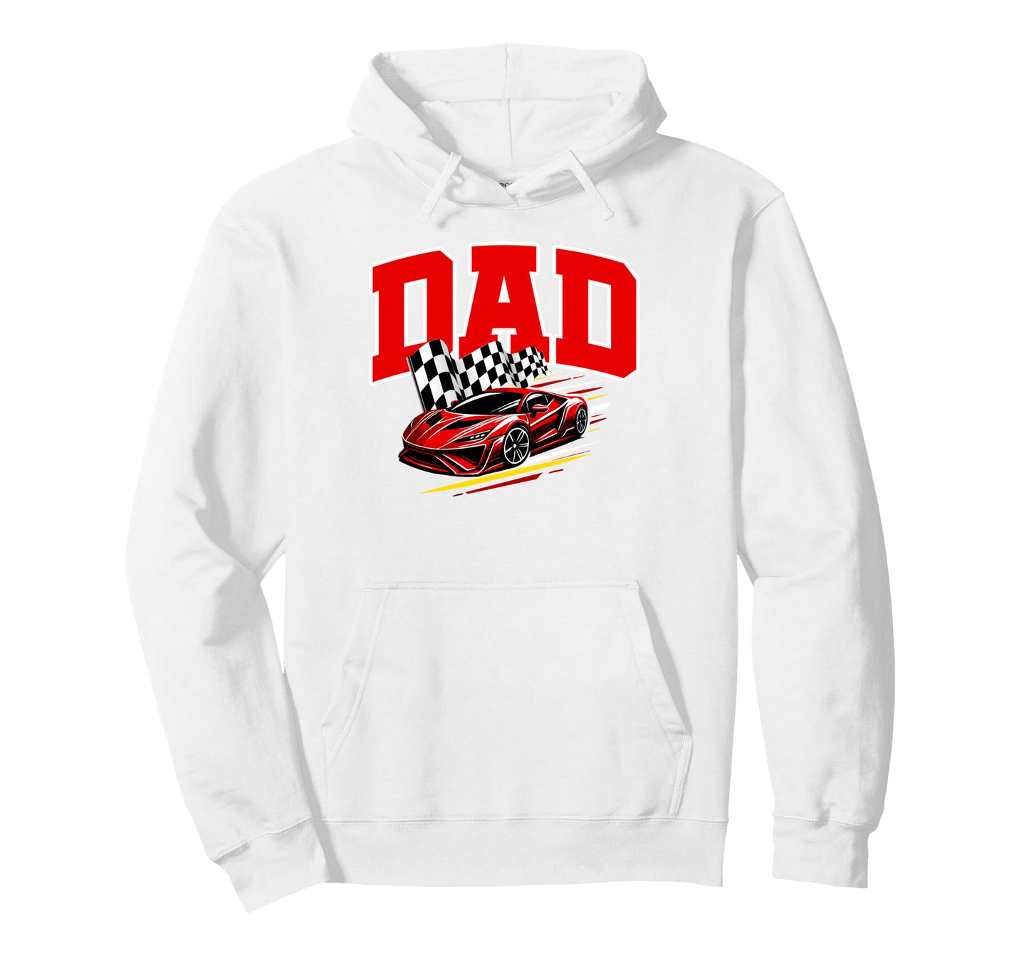 Racing Dad Racing Car Checkered Flag Hoodie - Minimalist Print Unisex - T-Shirt, Sweatshirt, Hoodie