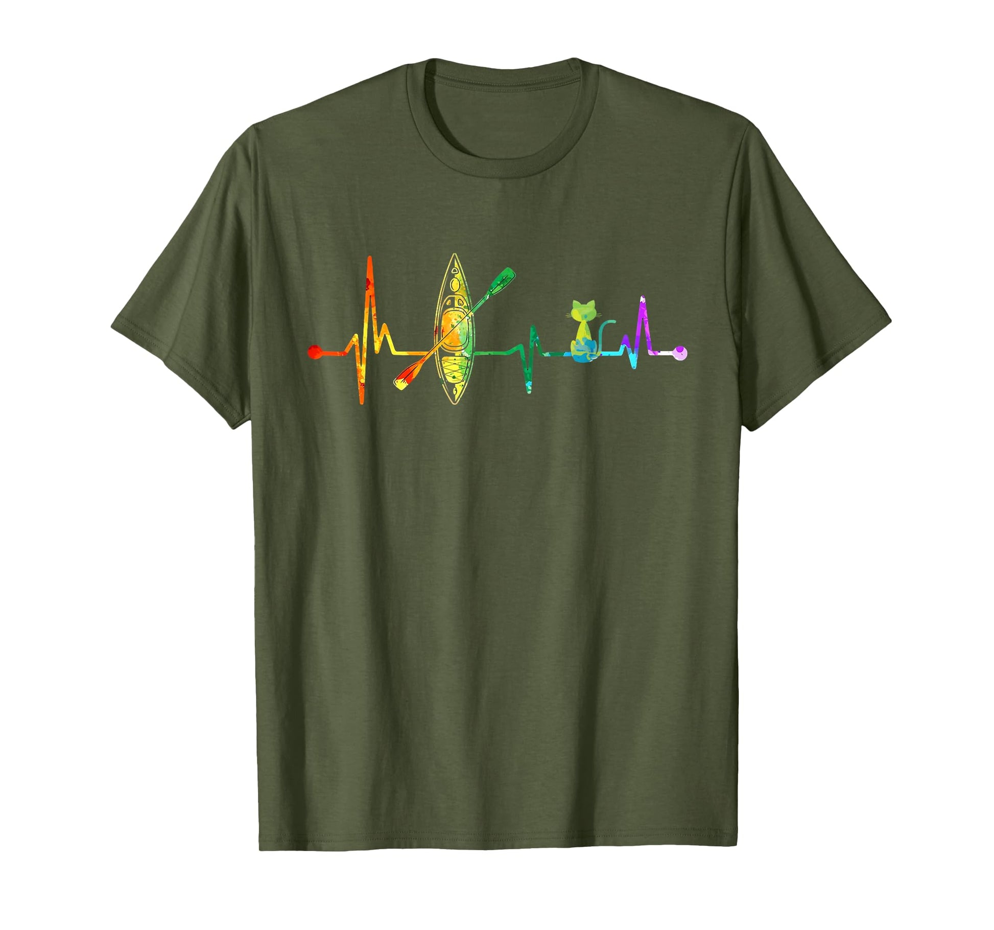 Kayak And Cat Lover Heartbeat T-Shirt - Streetwear Style for Adults - T-Shirt, Sweatshirt, Hoodie