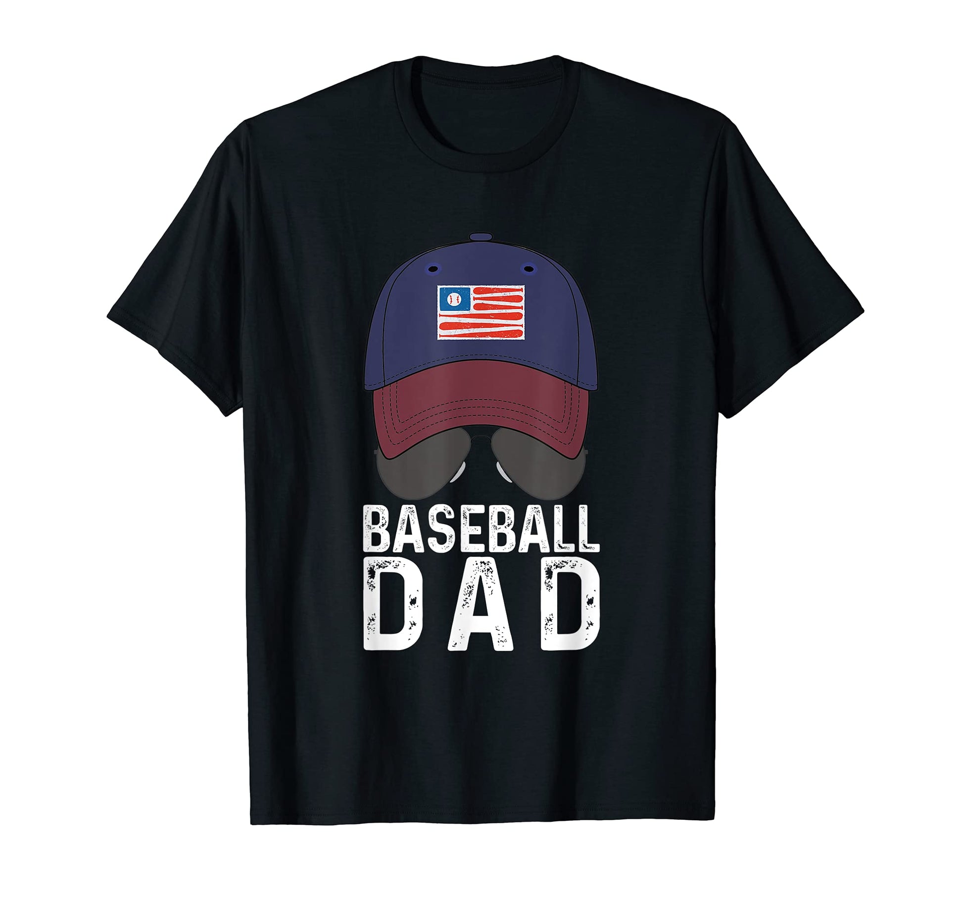 Baseball Dad Baseball Hat And Sunglasses T-Shirt - Unique Graphic Unisex - T-Shirt, Sweatshirt, Hoodie