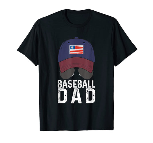 Baseball Dad Baseball Hat And Sunglasses T-Shirt - Unique Graphic Unisex - T-Shirt, Sweatshirt, Hoodie