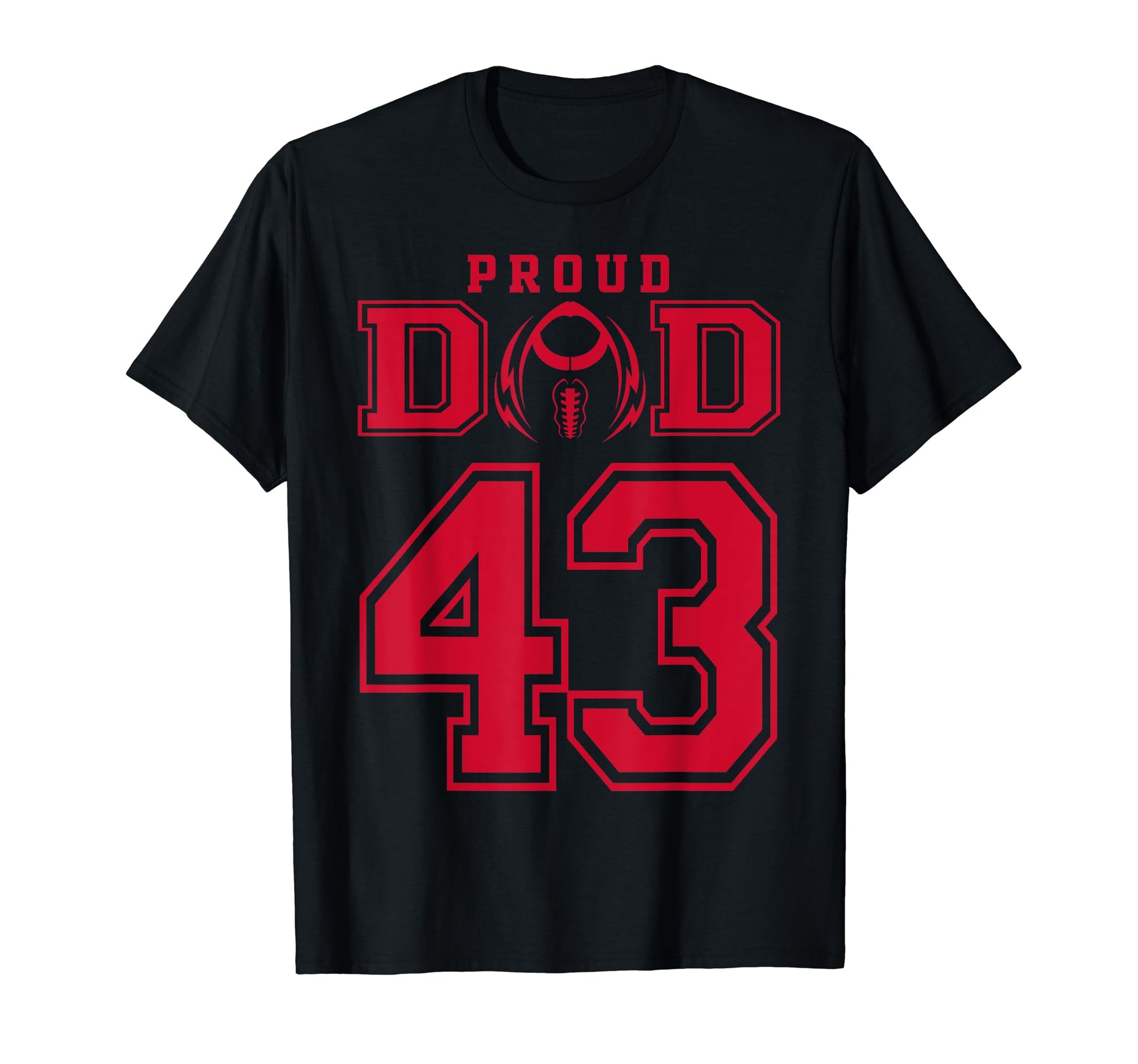 Custom Proud Football Dad Number 43 R T-Shirt - Trendy Graphic for Adults - T-Shirt, Sweatshirt, Hoodie