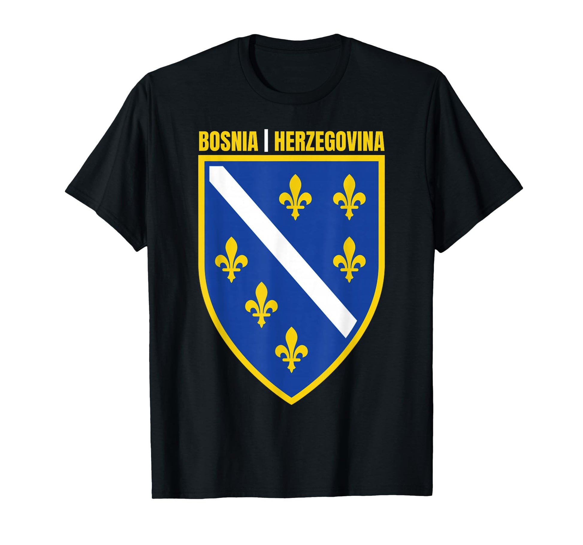 Bosnia And Herzegovina Flag Emblem T-Shirt - Novelty Apparel for Adults - T-Shirt, Sweatshirt, Hoodie