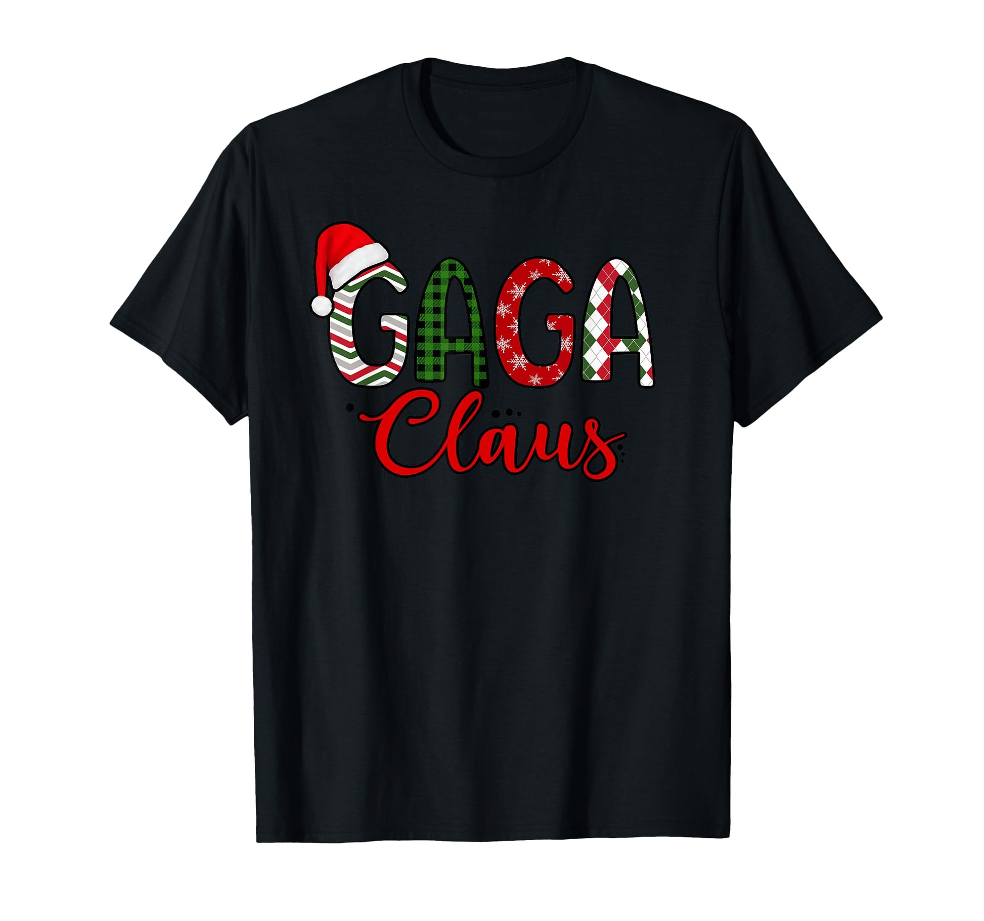 Funny Gaga Claus Santa Hat Red T-Shirt - Casual Everyday Wear Men Women - T-Shirt, Sweatshirt, Hoodie