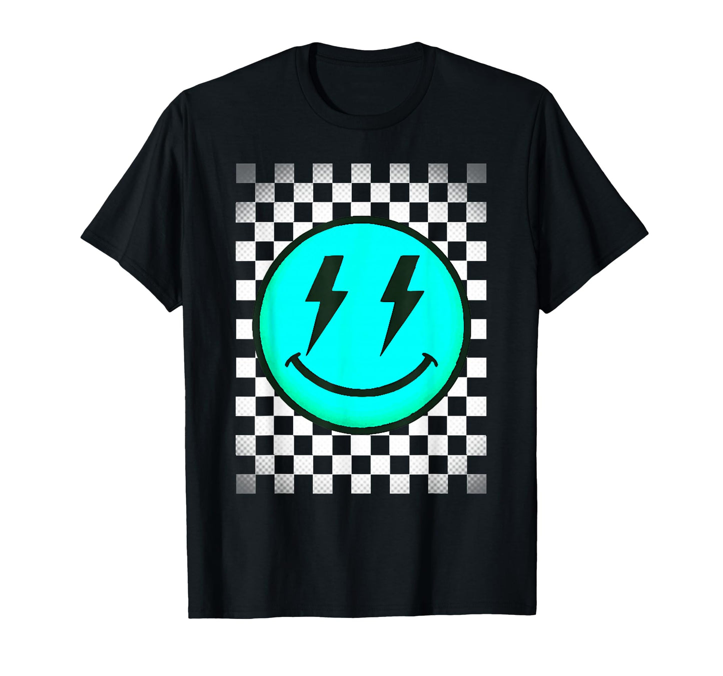 Checkered Pattern Smile Face T-Shirt - Casual Everyday Wear Unisex - T-Shirt, Sweatshirt, Hoodie
