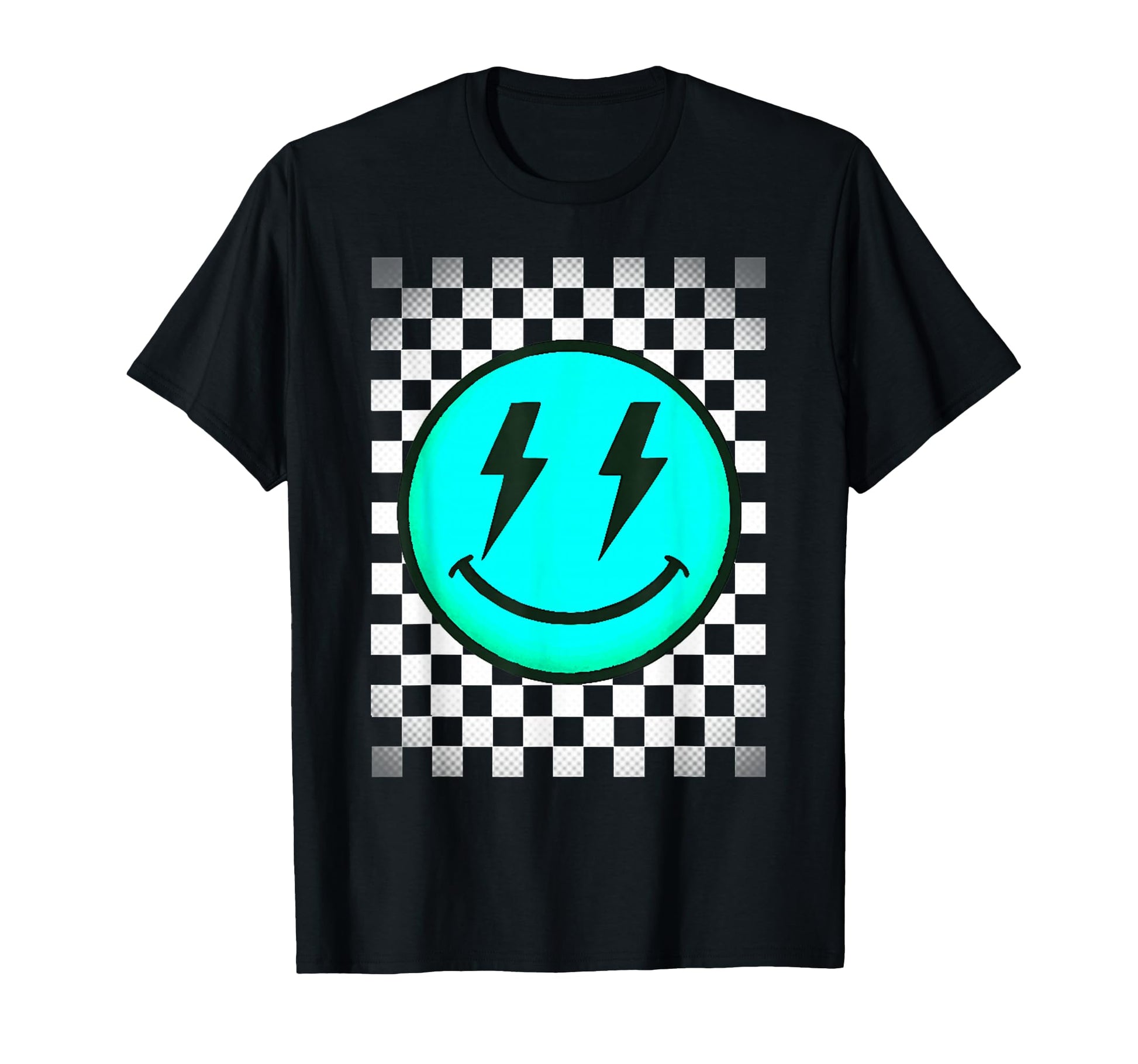 Checkered Pattern Smile Face T-Shirt - Casual Everyday Wear Unisex - T-Shirt, Sweatshirt, Hoodie