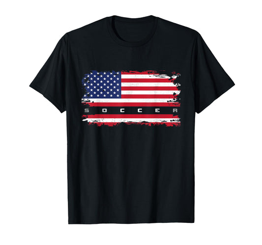 American Flag Soccer Soccer T-Shirt - Aesthetic Graphic Unisex - T-Shirt, Sweatshirt, Hoodie