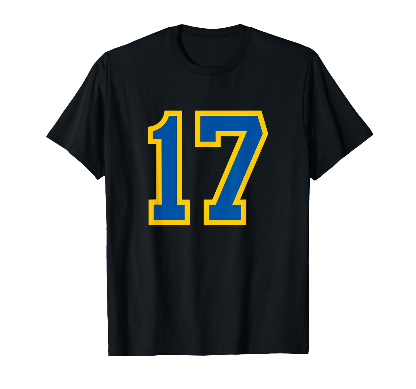 Blue Yellow Sport Team Number 17 T-Shirt - Unique Graphic for Adults - T-Shirt, Sweatshirt, Hoodie