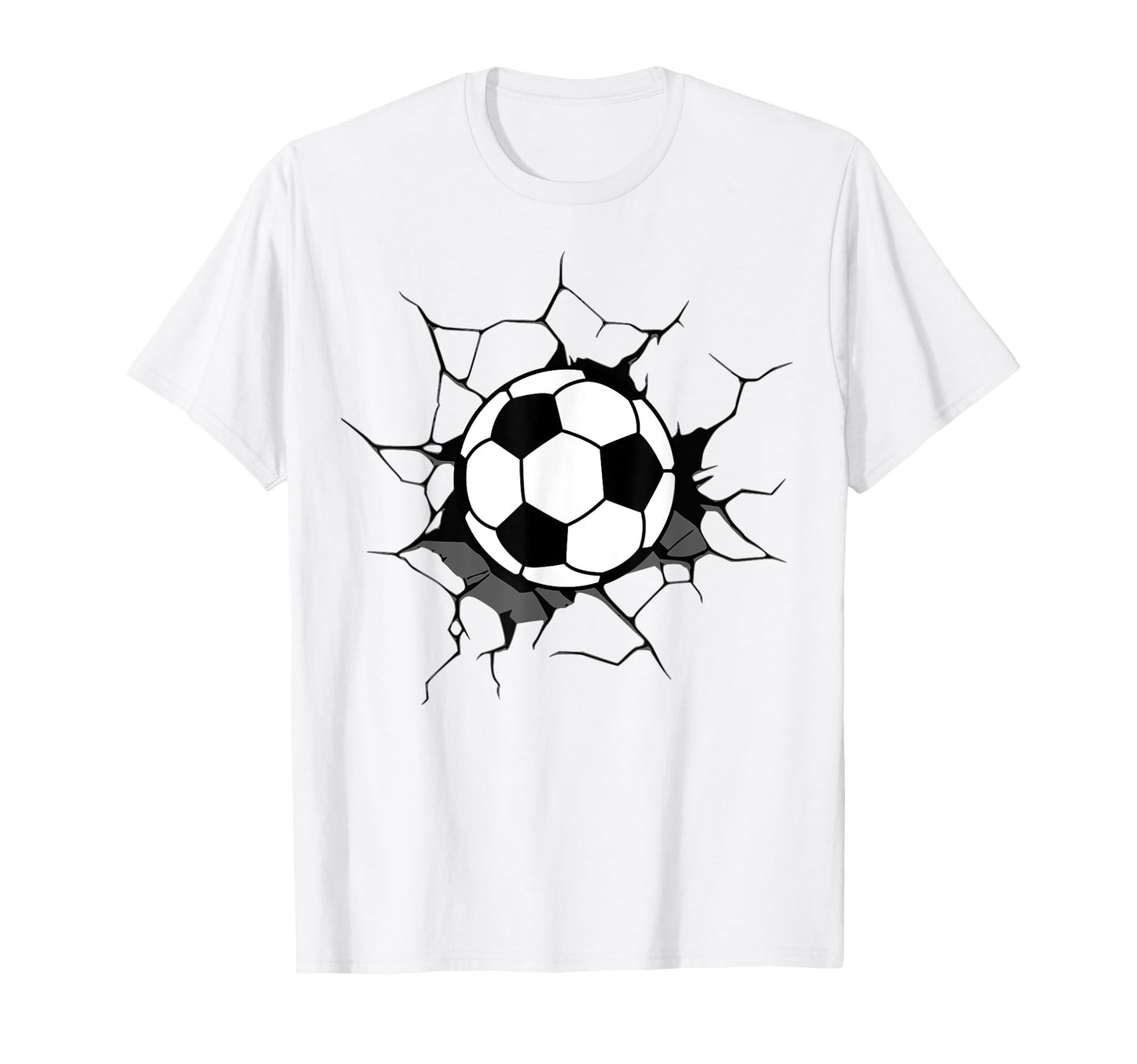Soccer Ball Cracked Wall Soccer Fan T-Shirt - Streetwear Style Men Women - T-Shirt, Sweatshirt, Hoodie