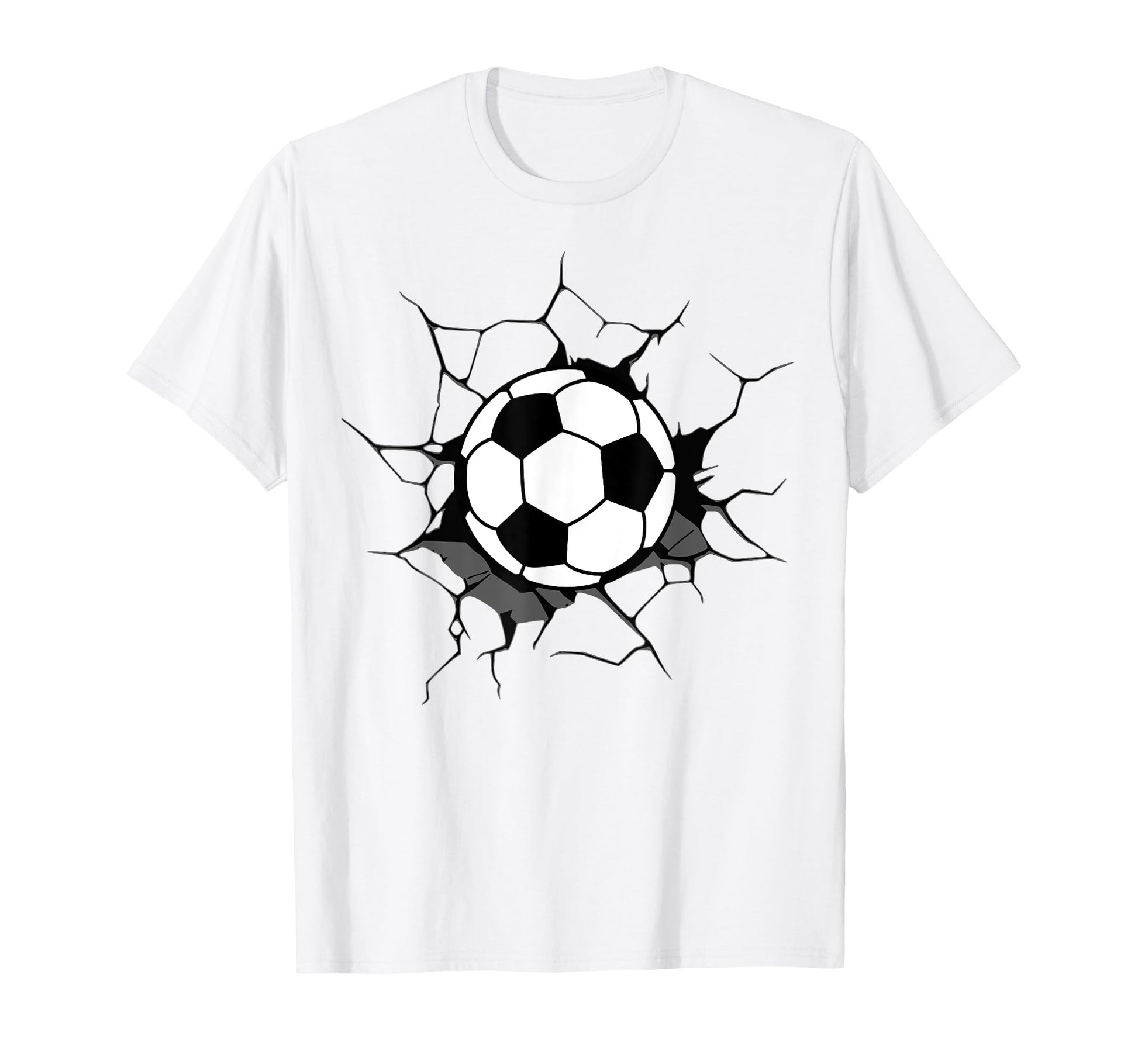 Soccer Ball Cracked Wall Soccer Fan T-Shirt - Streetwear Style Men Women - T-Shirt, Sweatshirt, Hoodie
