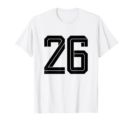 26 White Number 26 Sports Fan Soccer T-Shirt - Custom Art Print Unisex - T-Shirt, Sweatshirt, Hoodie