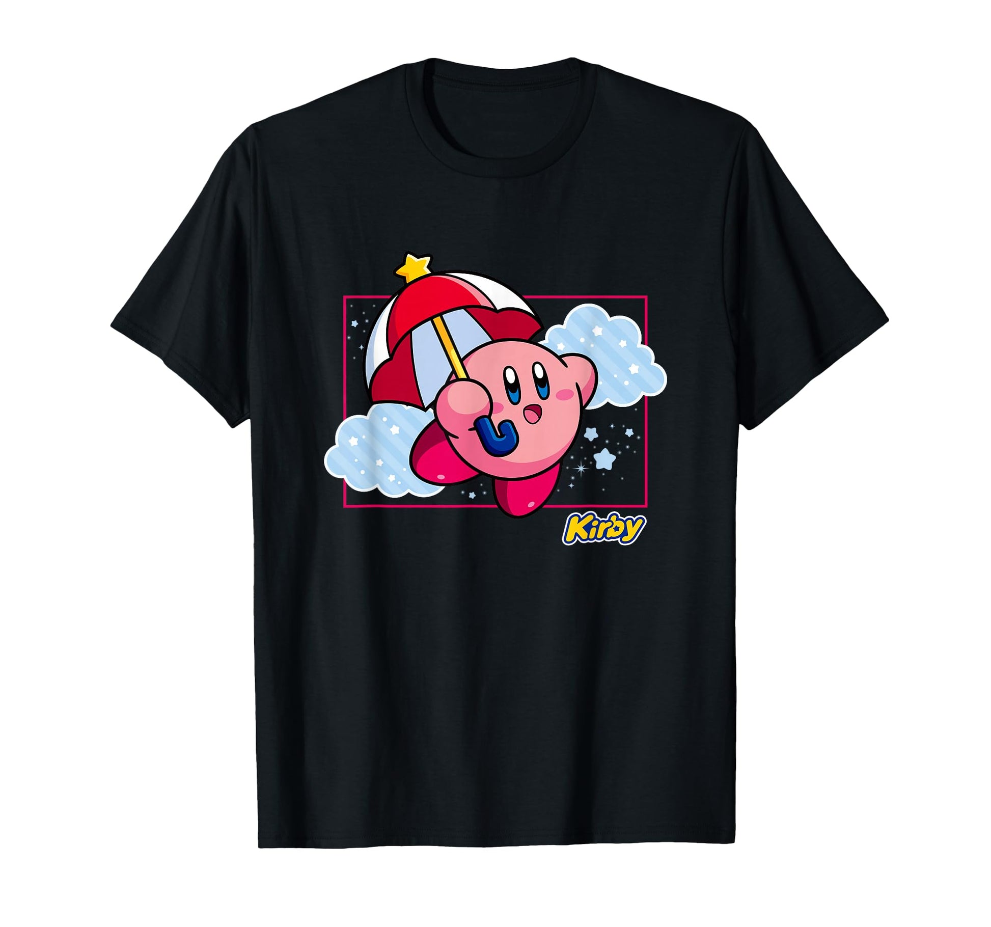 Kirby Magical Umbrella Pastel Cloudy Panel T-Shirt - Trendy Graphic Unisex - T-Shirt, Sweatshirt, Hoodie