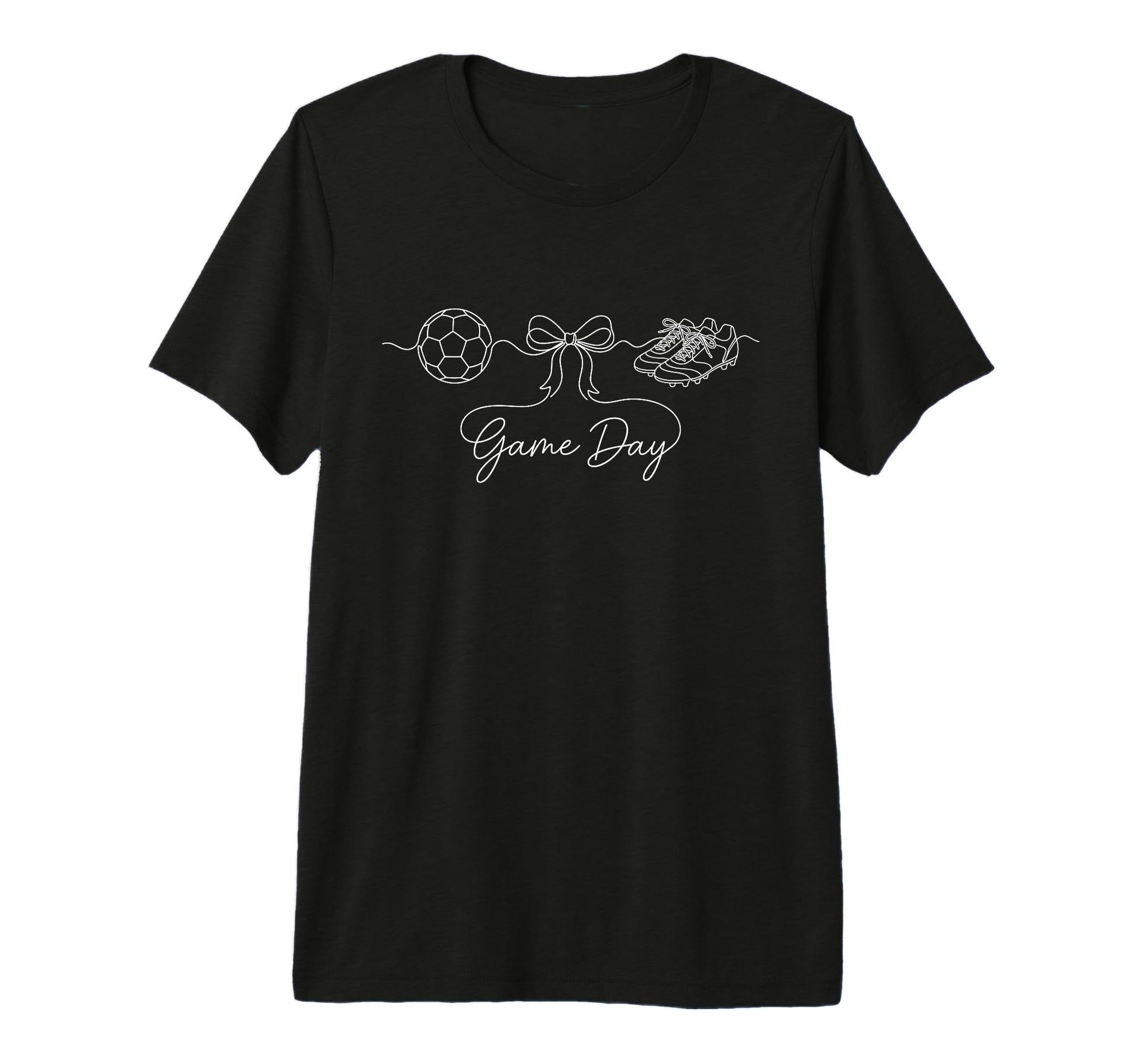 Game Day Soccer Mom Ball Bow Cleats T-Shirt - Minimalist Print Unisex - T-Shirt, Sweatshirt, Hoodie