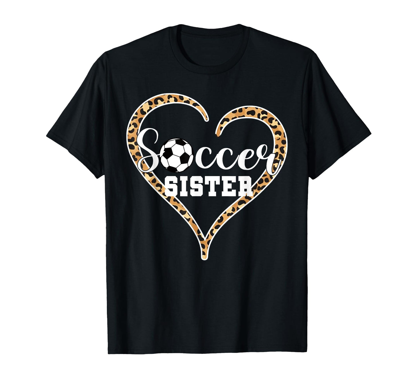 Soccer Sister Leopard Heart Love Soccer T-Shirt - Aesthetic Graphic Unisex - T-Shirt, Sweatshirt, Hoodie