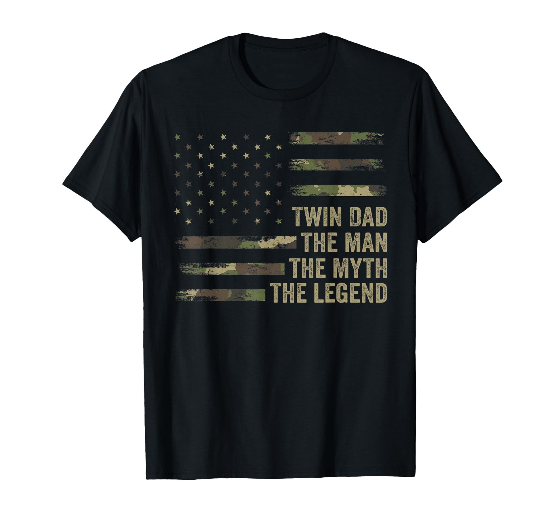 Twin Dad Camo Usa Flag Twin Dad Myth T-Shirt - Minimalist Print Men Women - T-Shirt, Sweatshirt, Hoodie